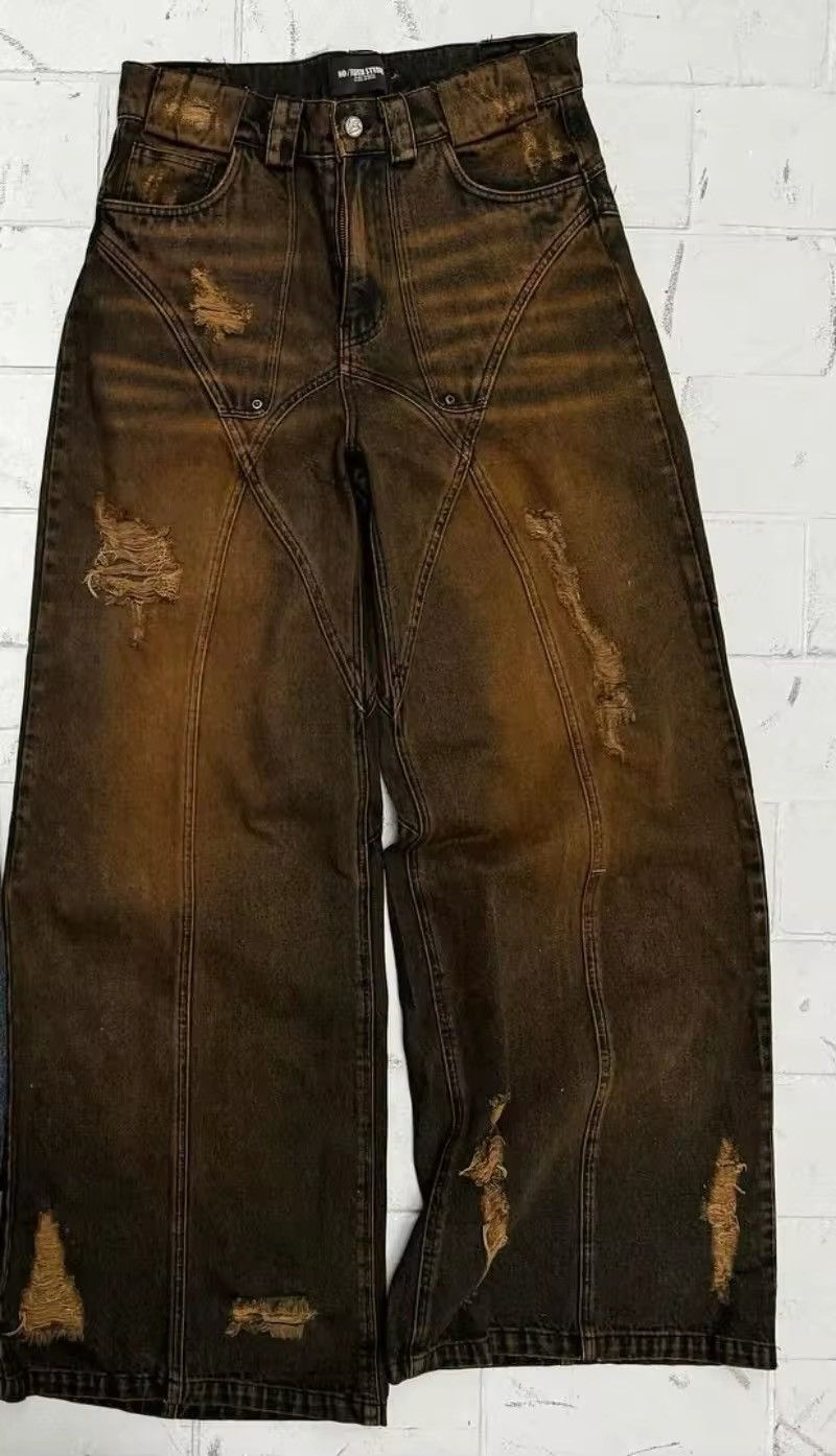 Japanese Brand × Vintage Y2k Retro Distressed High Waisted Baggy Jeans Size US 33 - 3 Thumbnail