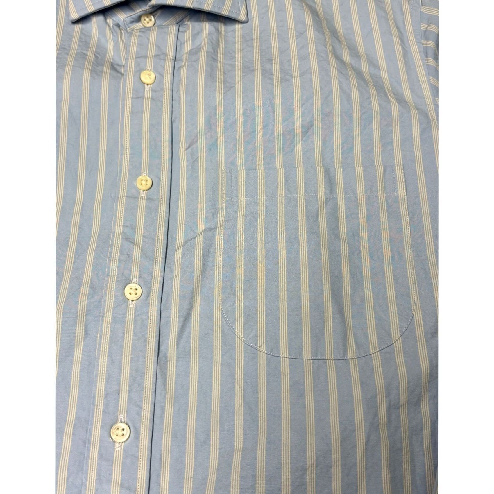 Sid Mashburn Sid Mashburn Mens Shirt Blue White Striped Cotton Button Down Spread Collar M Size US M / EU 48-50 / 2 - 2 Thumbnail