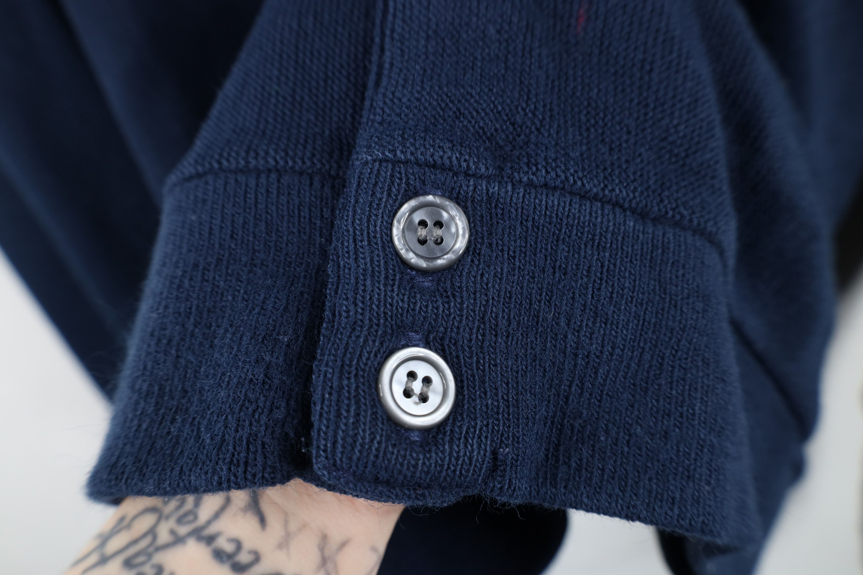 Vintage Vintage 90s Streetwear Blank Knit Cardigan Sweater Blue USA Size US XL / EU 56 / 4 - 7 Thumbnail