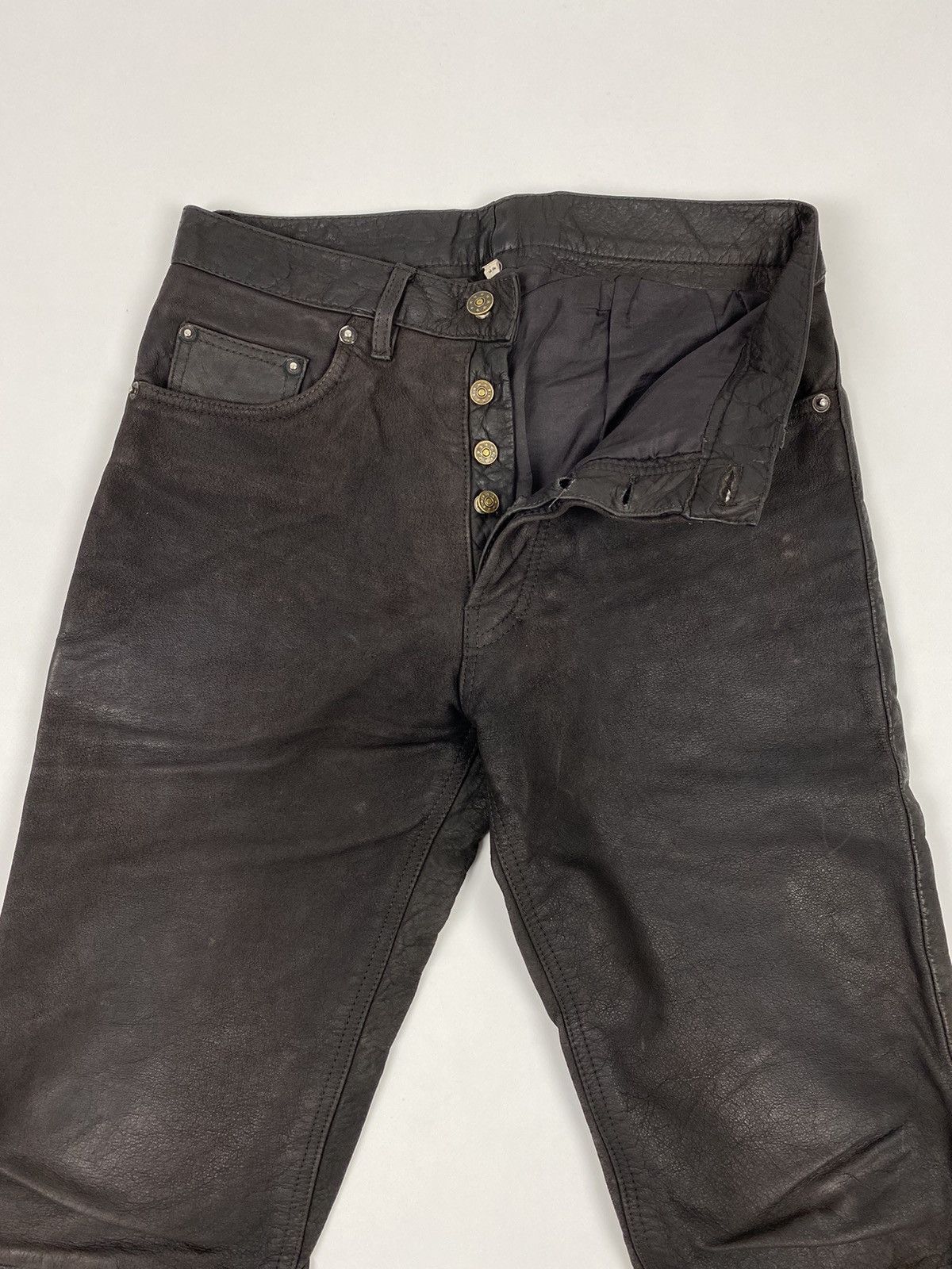 Leather 1990’s Vintage Distressed Brown Biker Leather Pants Size US 31 - 5 Thumbnail