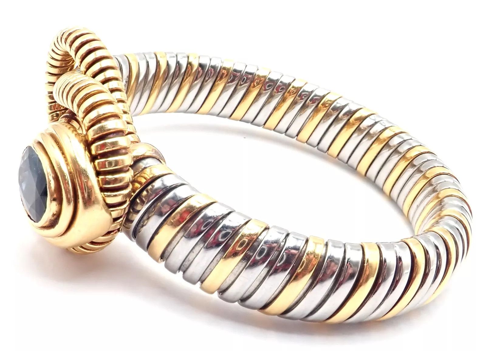 Cartier 18k Yellow Gold Steel London Blue Topaz Bracelet Size ONE SIZE - 5 Thumbnail