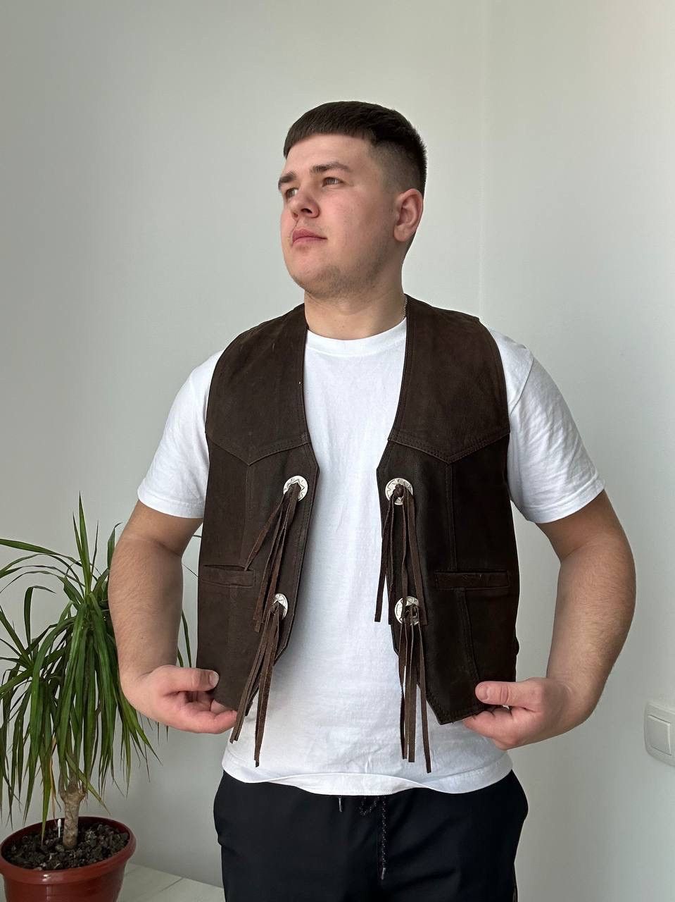 Genuine Leather × Vintage Vintage Genuine Leather Brown Cowboy West Jacket Size US M / EU 48-50 / 2 - 9 Thumbnail