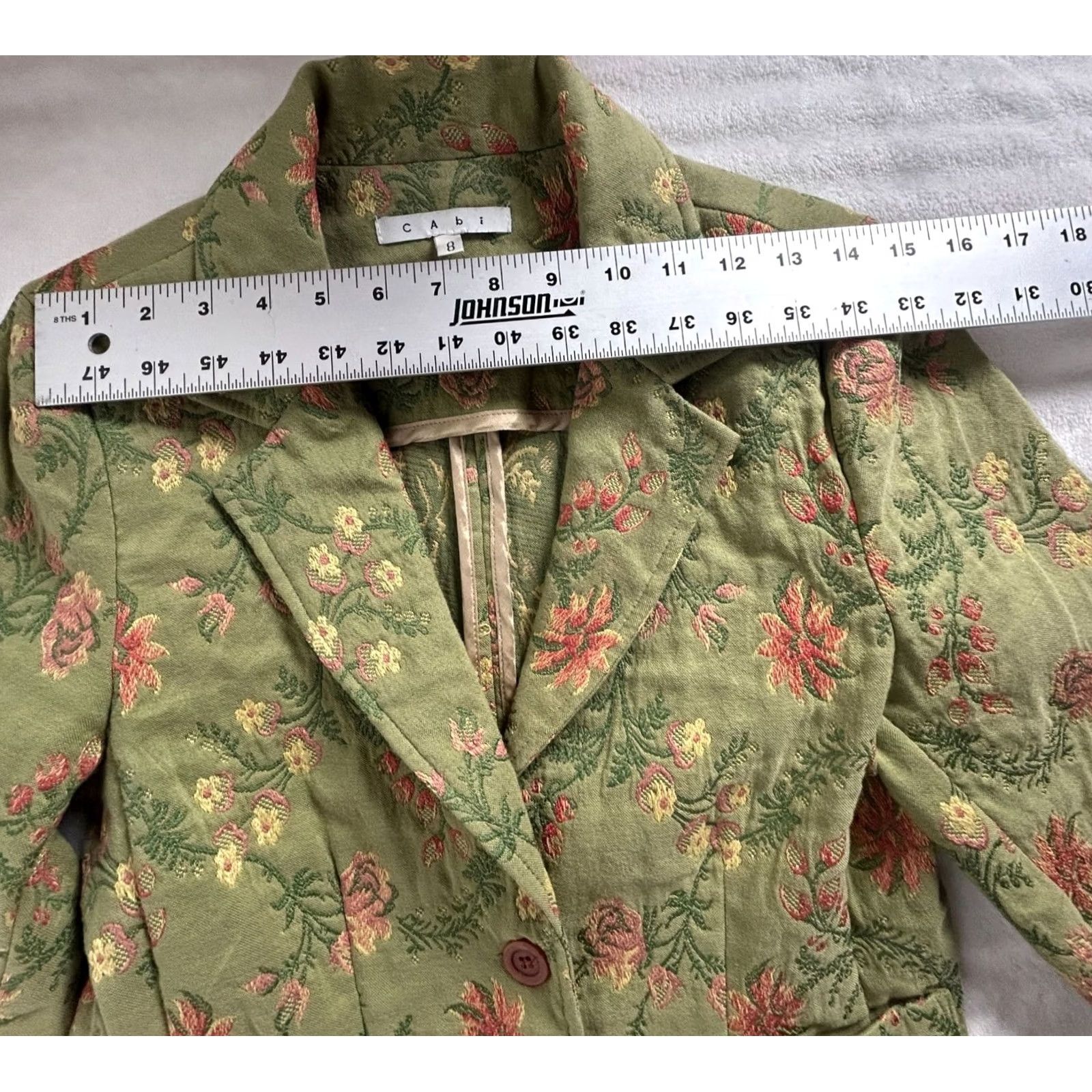 Vintage CAbi Green Tapestry Blazer Jacket Size 8 Floral Embroidered Pockets Womens Jacket Size M / US 6-8 / IT 42-44 - 5 Thumbnail