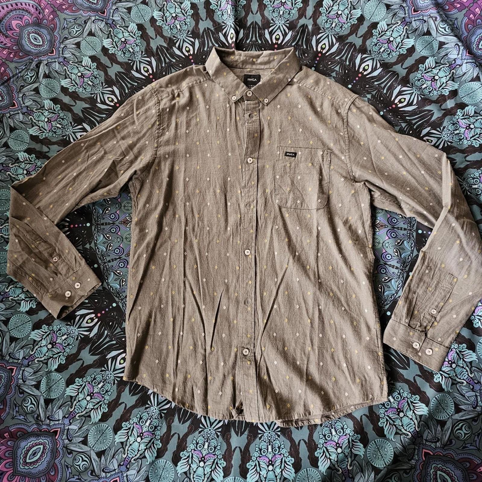 RVCA RVCA Men's Grey Slim Fit Button Down Shirt Size US L / EU 52-54 / 3 - 1 Thumbnail