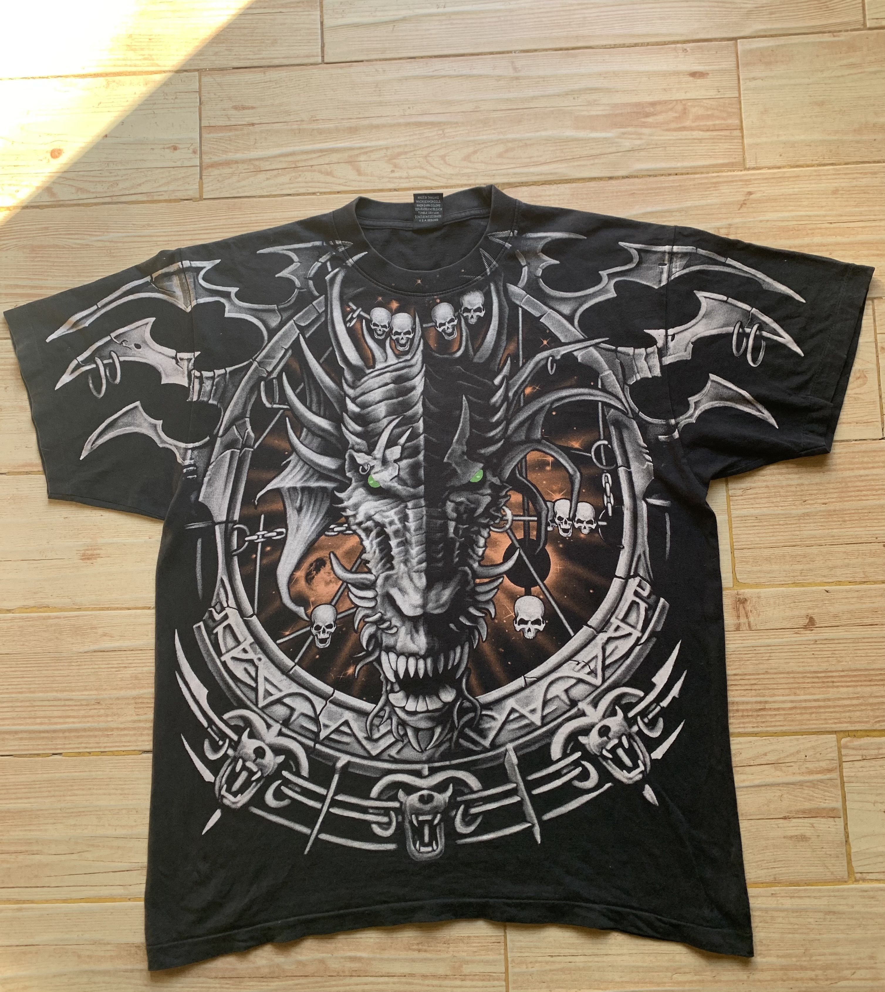 Vintage Vtg Liquid Blue"Dragon Catcher"single stitch t-shirt, Size US XL / EU 56 / 4 - 1 Thumbnail