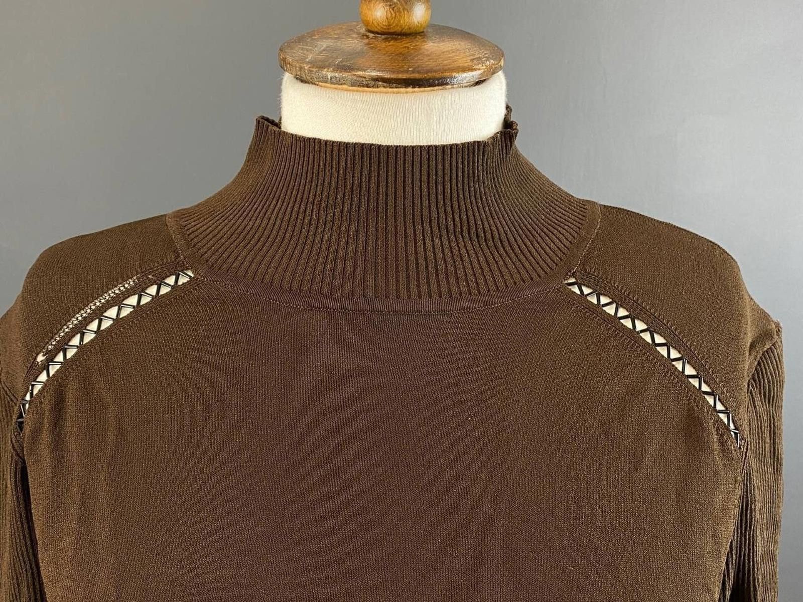Escada Escada Brown Short Sleeve High Neck Top Blouse Size 42 Size M / US 6-8 / IT 42-44 - 5 Thumbnail