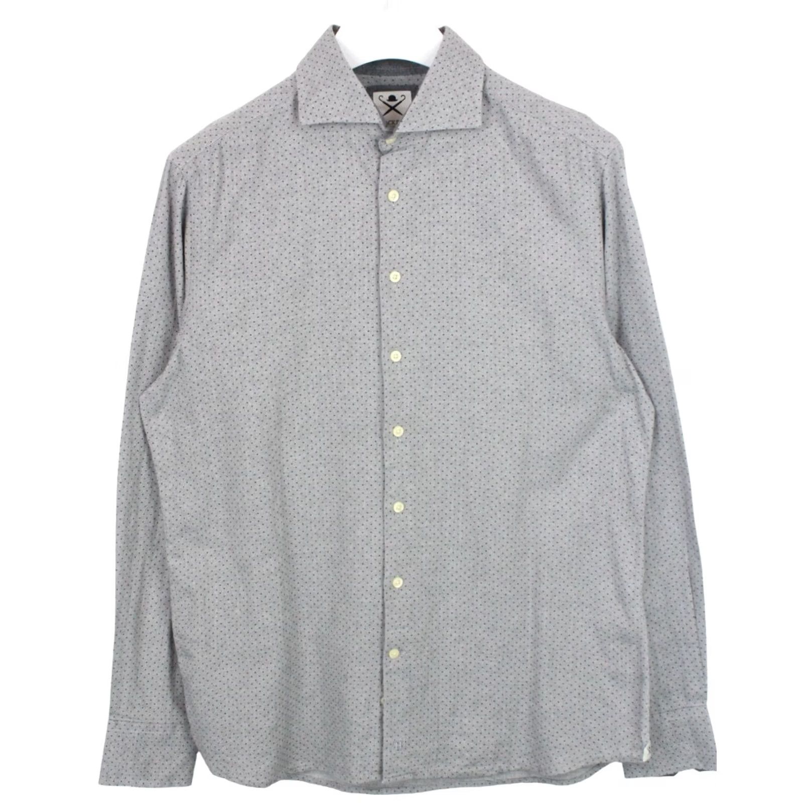 Hackett HACKETT Polka Dot Slim Fit Shirt Mens LARGE Flannel Cutaway Grey Cutaway Neck Long Sleeve Button-Up Shirt Mens Size US L / EU 52-54 / 3 - 2 Thumbnail