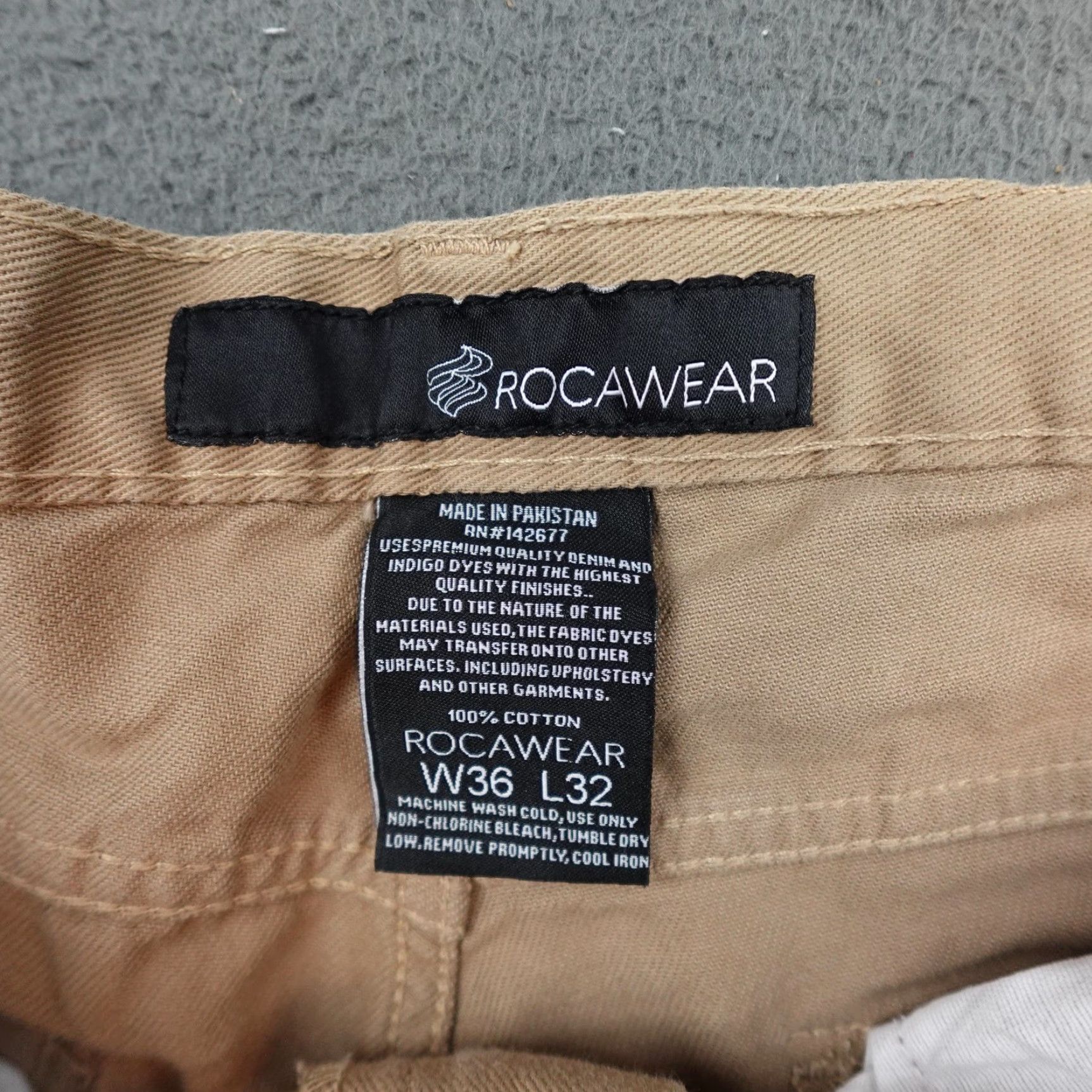 Rocawear Rocawear Jeans Mens 36x32 Tan Khaki Straight Leg Embroidered Back Flap Pockets Size US 36 / EU 52 - 3 Thumbnail