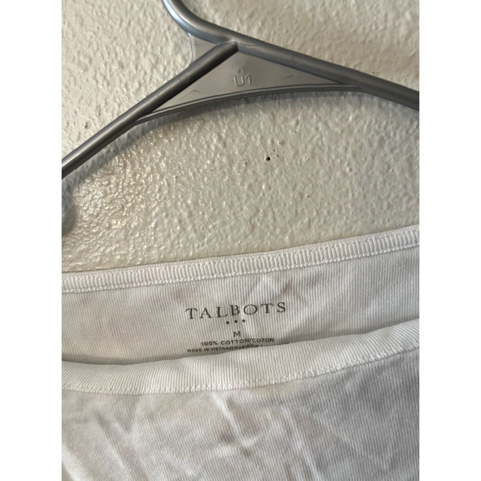 Talbots Talbots Womens Top Size Medium White Boat Neck Lace-Up Shoulder Long Sleeve Shirt Blouse Knit Cotton Rayon Raglan Sleeve Classic Preppy Mens/N/A Size M / US 6-8 / IT 42-44 - 2 Thumbnail