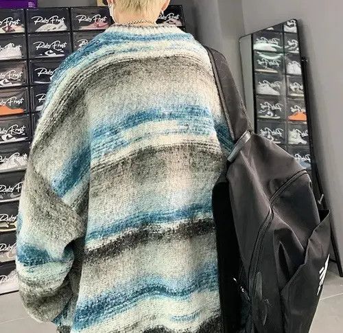 Japanese Brand Loose Knitwear Striped Cardigan Size US L / EU 52-54 / 3 - 3 Thumbnail