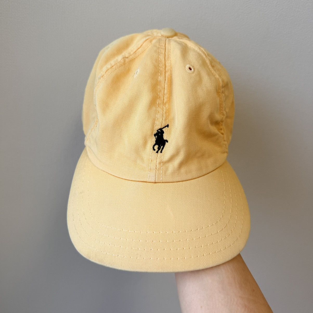 Polo Ralph Lauren Vintage Polo Ralph Lauren Yellow Chino Cap Navy Pony USA Size ONE SIZE - 2 Thumbnail