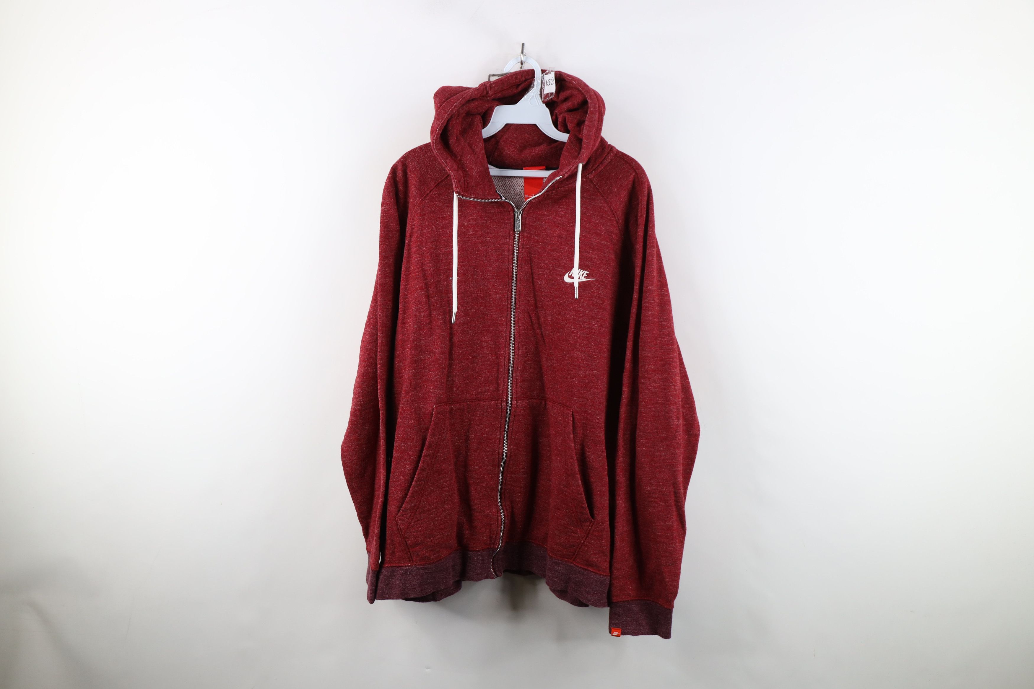 Nike Vintage Nike Mini Swoosh French Terry Full Zip Hoodie Red Size US XXL / EU 58 / 5 - 1 Thumbnail