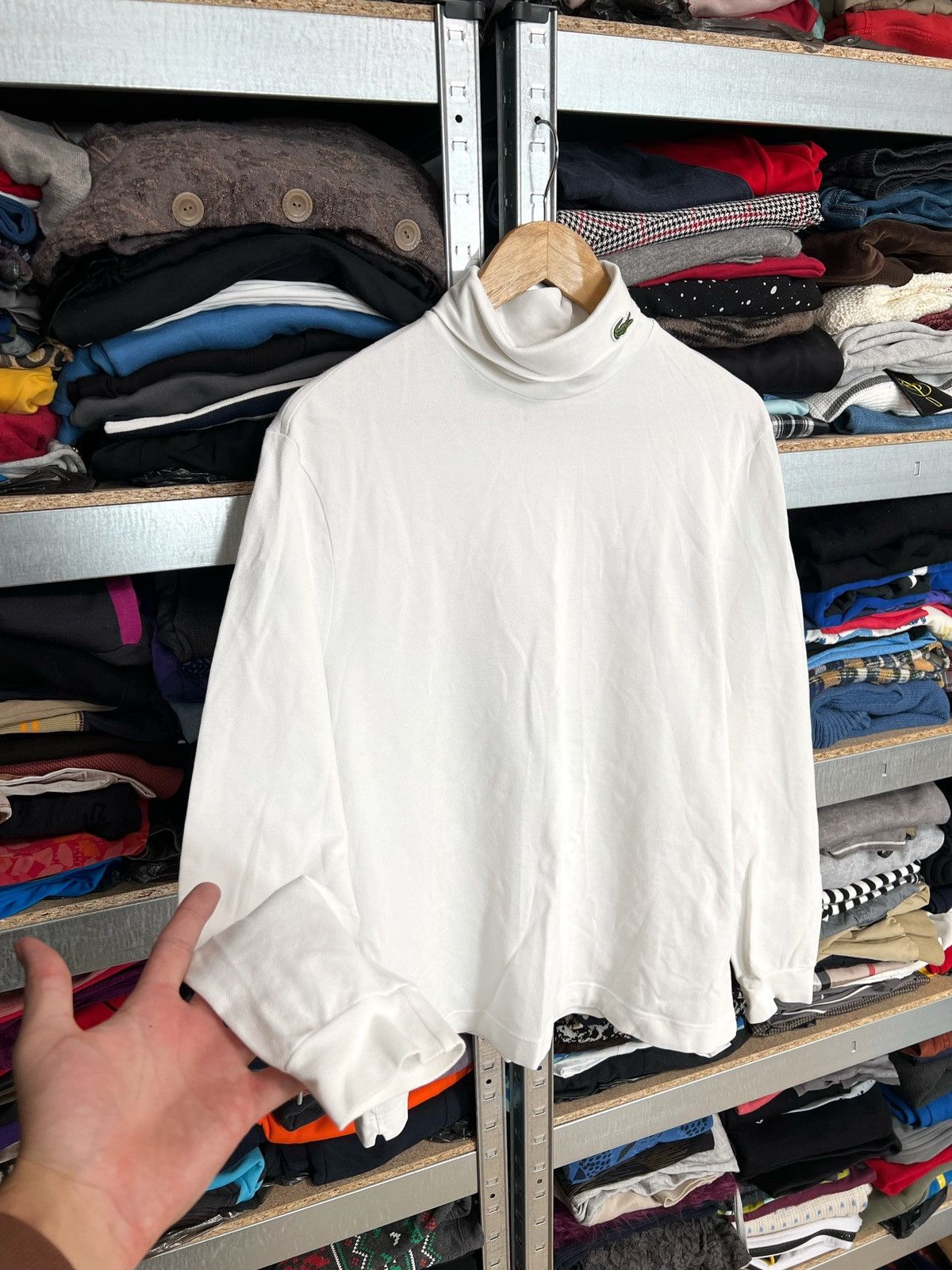 Lacoste Lacoste Golf White Turtleneck Long Sleeve Top Logo Neck Sz L Size US L / EU 52-54 / 3 - 3 Thumbnail