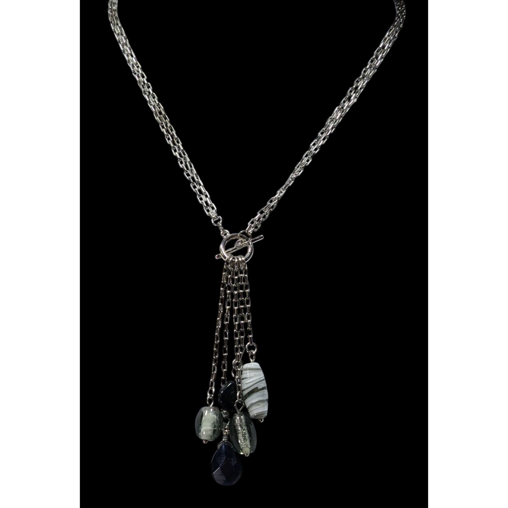 Handmade Handmade Abstract Silver Multi-Strand Necklace With Dangling Size ONE SIZE - 5 Thumbnail