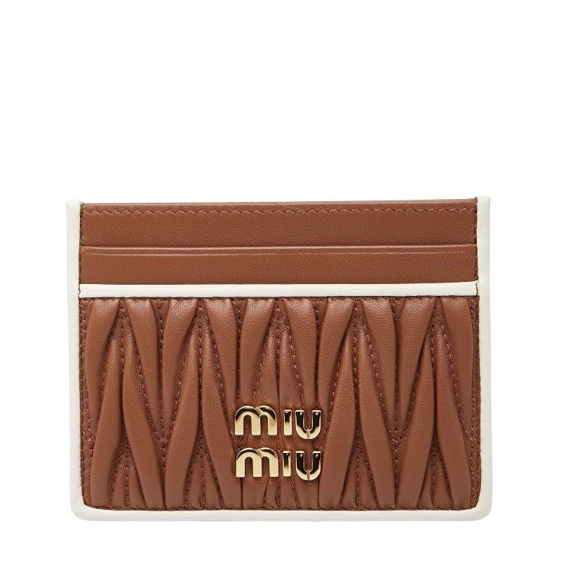 Miu Miu Miu Miu Matelasse Leather Card Pass Case Brown Size ONE SIZE - 1 Thumbnail