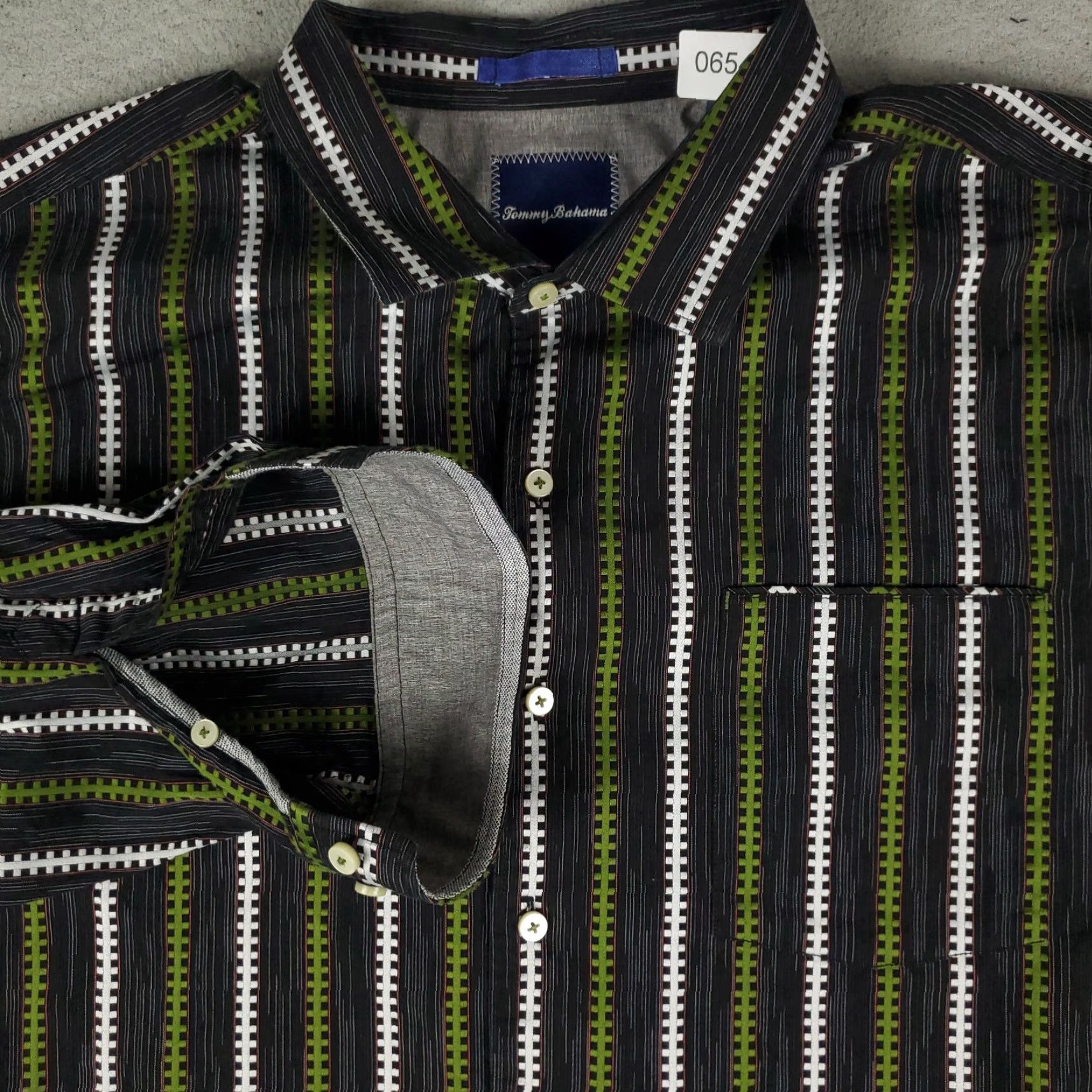 Tommy Bahama Tommy Bahama Shirt Mens Big 2X Black Green Striped Button-Up Long Sleeve Casual Business Formal Workwear Size US XXL / EU 58 / 5 - 2 Thumbnail