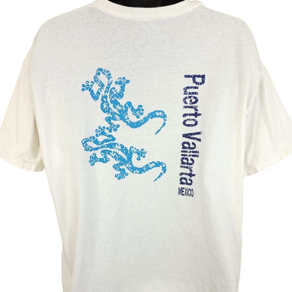 Vintage VINTAGE Yazbek Puerto Vallarta T Shirt Mens 2XL White Gecko Lizard Travel Tourist Tee Shirt For Men Size US XXL / EU 58 / 5 - 2 Thumbnail