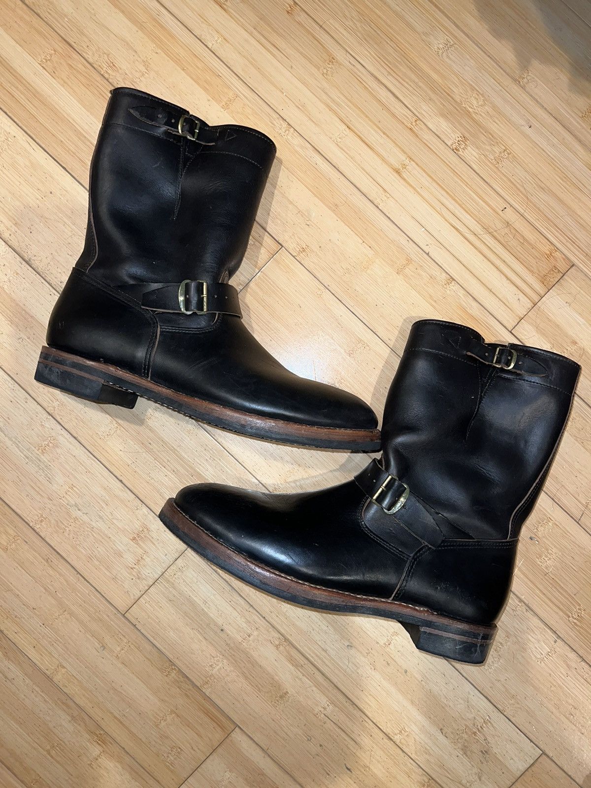 image of Ralph Laurent Rrl Leather Engineer Boot in Black, Men's (Size 12)