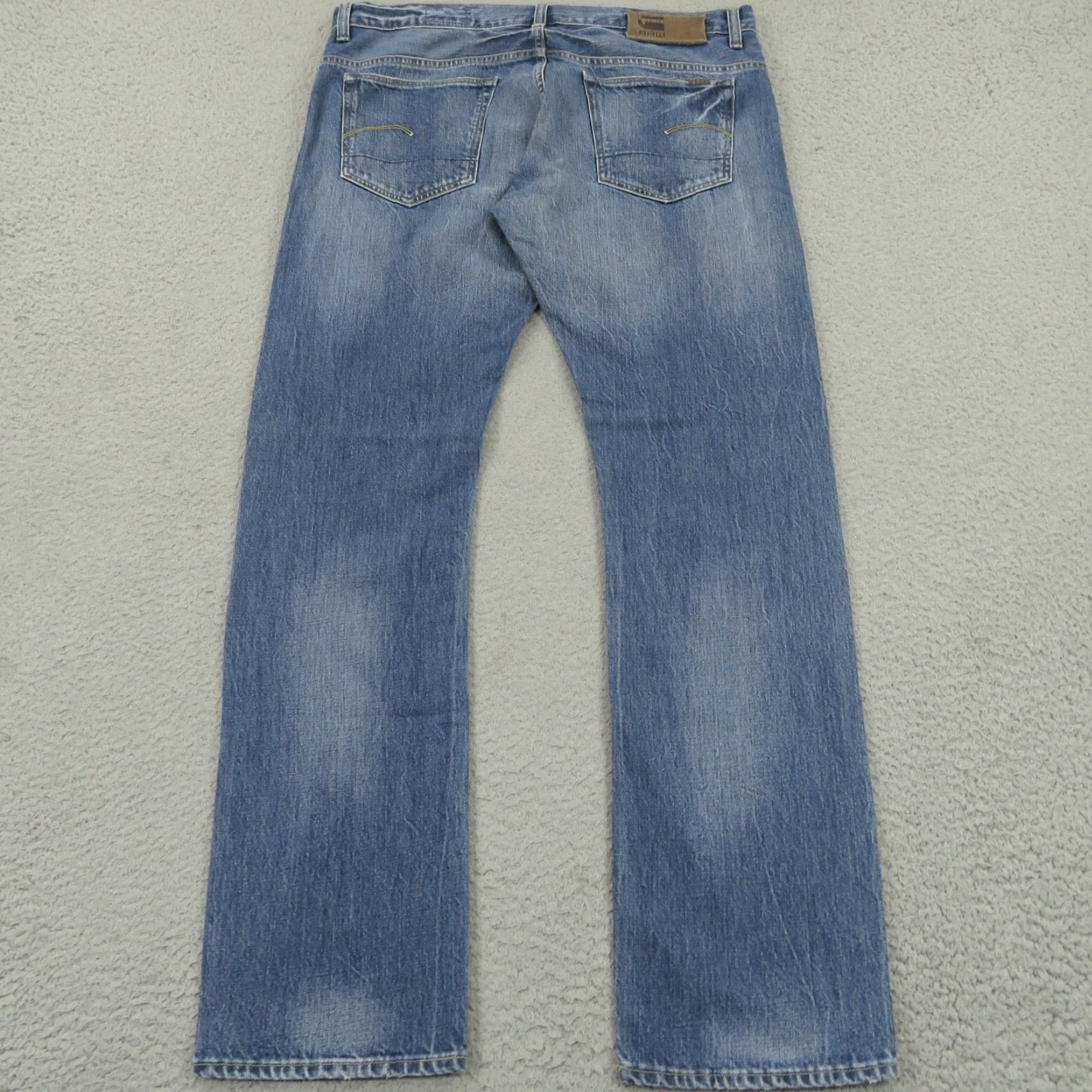 G-Star G Star Raw Jeans Mens 36x32 3301 Slim Light Washout Fades Denim Button Fly Jeans 5-Pocket Design Size US 36 / EU 52 - 2 Thumbnail