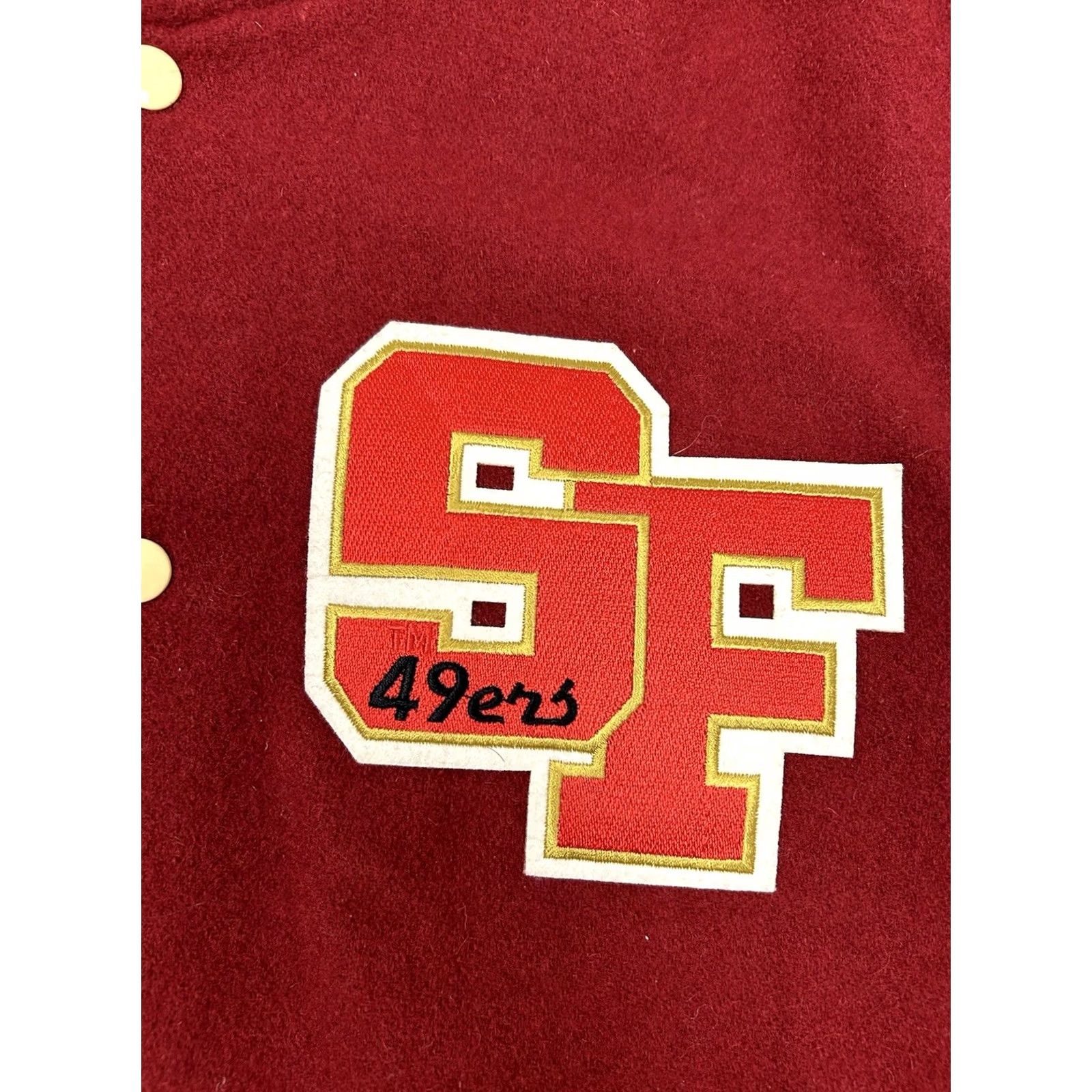 Vintage VINTAGE Stewart & Strauss Varsity Jacket San Francisco 49ers NFL Coat With Hood Adult Medium Black Size US M / EU 48-50 / 2 - 3 Thumbnail