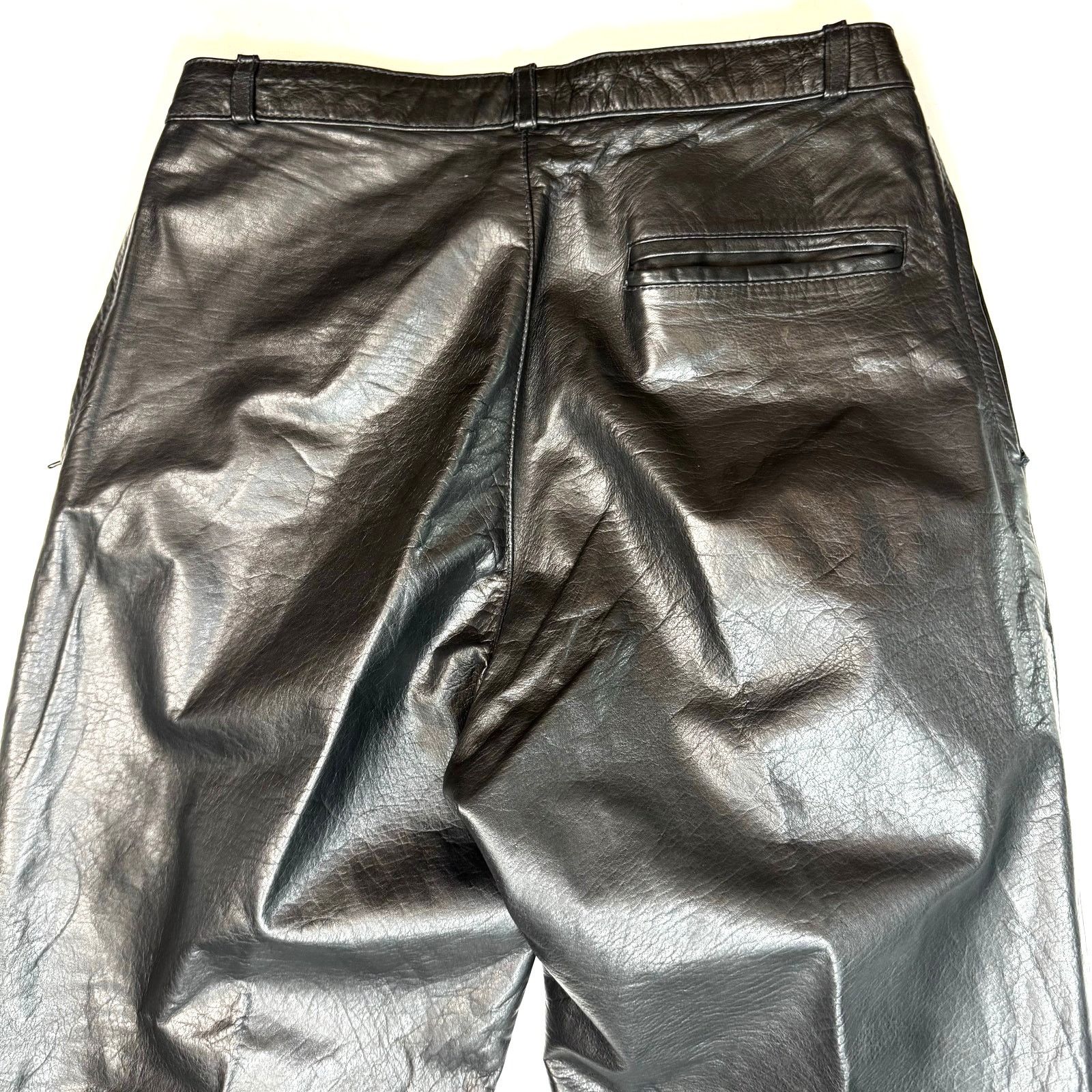 Vintage Vintage 80s 90s Pleated front Leather Pants Men’s 29 Black Size US 29 - 4 Thumbnail