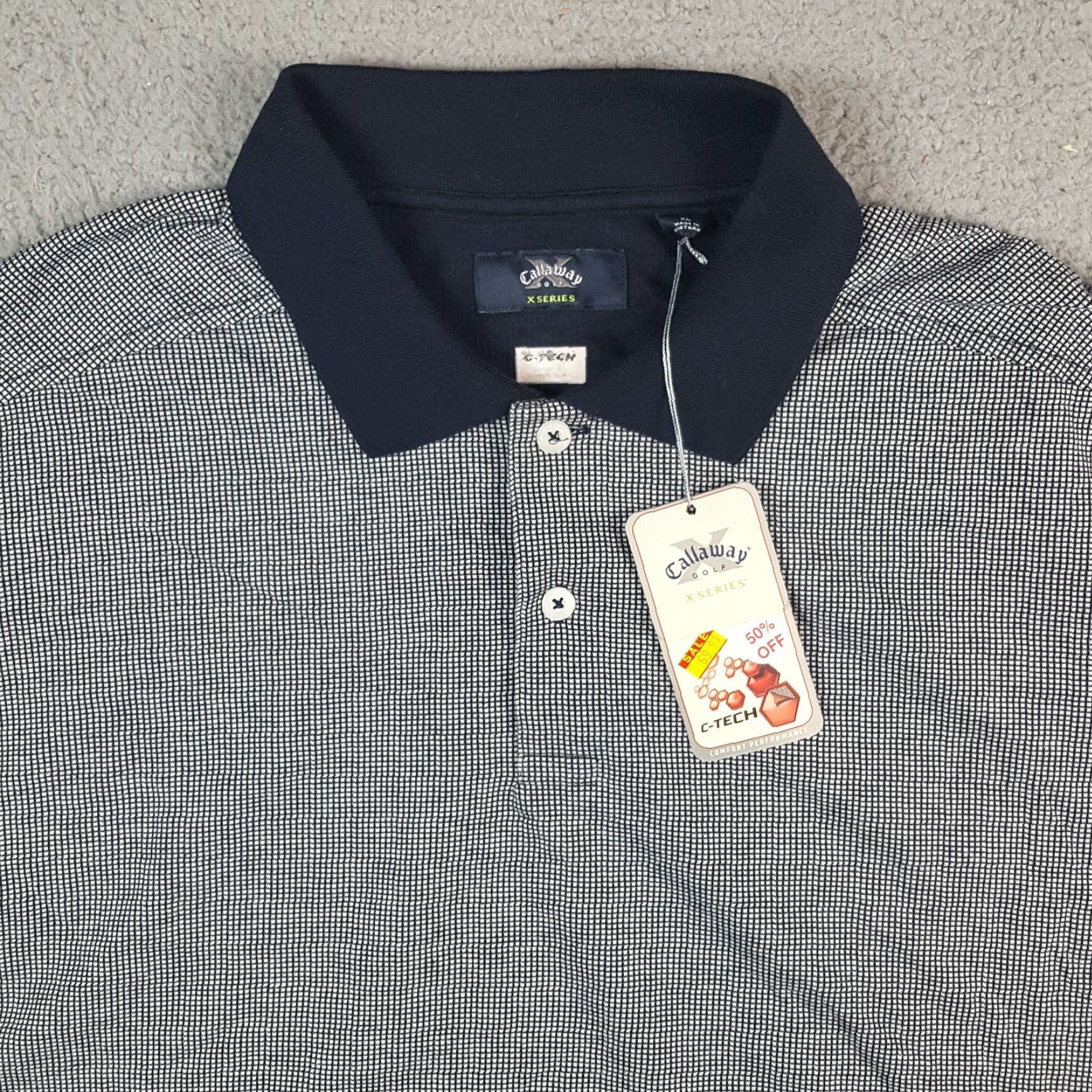 Callaway VINTAGE Callaway Polo Shirt XL Mens Micro Check Preppy Collared Short Sleeve Size 46R - 3 Thumbnail