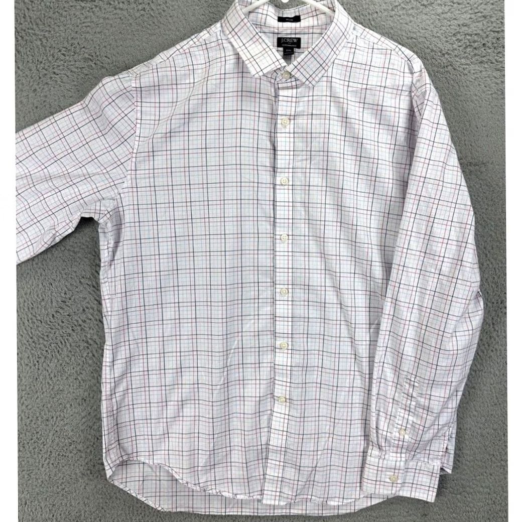 J.Crew J.CREW Button Up Shirt Mens 2XL White Plaid Performance Slim Long Sleeve Button-Up Shirt Size US XXL / EU 58 / 5 - 2 Thumbnail