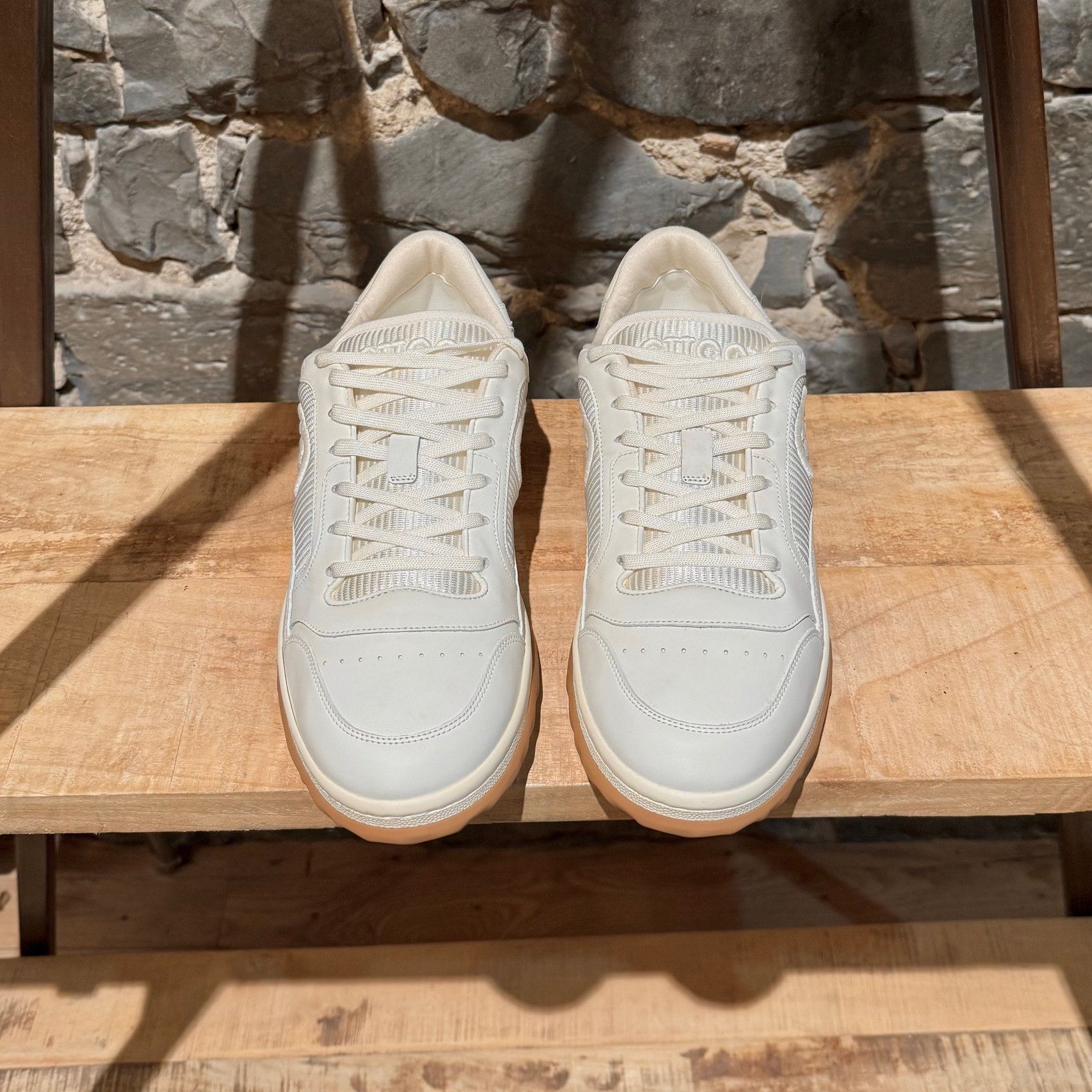Gucci Gucci Ivory Leather MAC80 GG Embroidered Sneakers Size US 10.5 / EU 43-44 - 4 Thumbnail