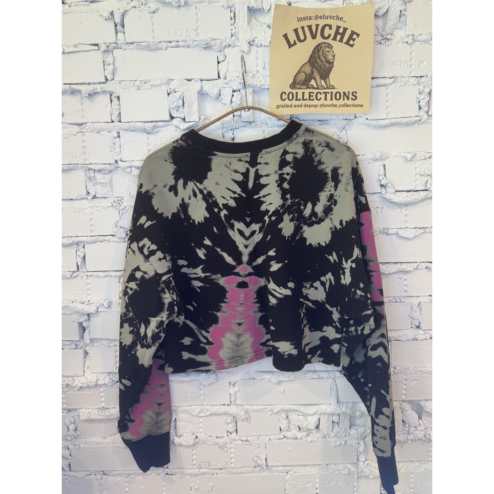 Alo Noli Crop Top Womens XS Black Tie Dye Crewneck Size XS / US 0-2 / IT 36-38 - 2 Thumbnail