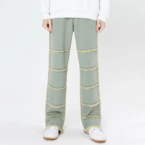 Jean Frayed Tassel Baggy Denim Jeans Size US 33 - 1 Thumbnail