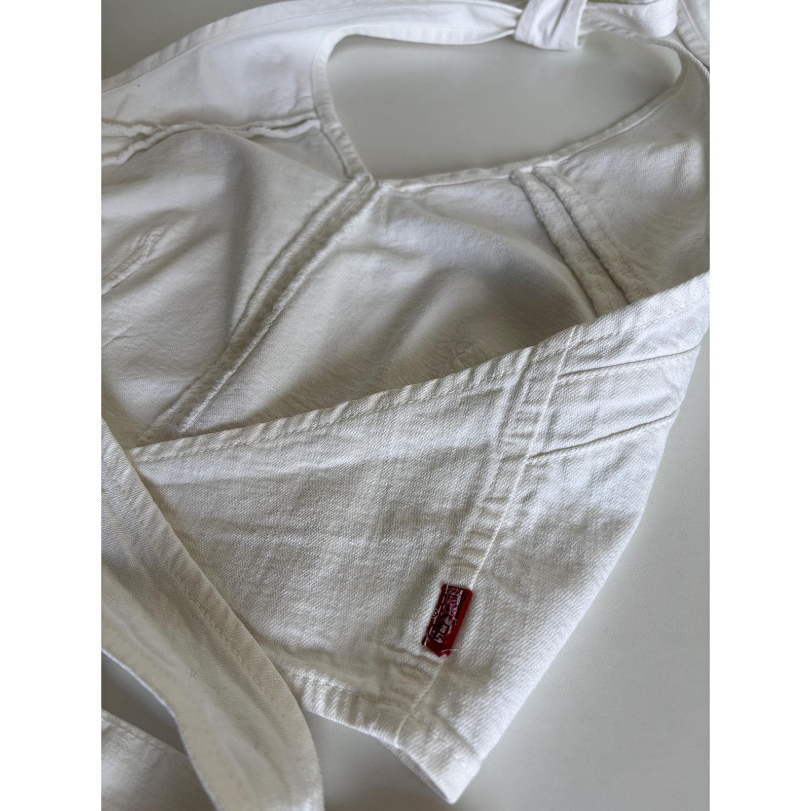 Japanese Brand × Levi's × Levi's Vintage Clothing Vintage Levi's White Denim Two Piece Set Crop Top Shorts Y2K Size 26" / US 2 / IT 38 - 7 Thumbnail