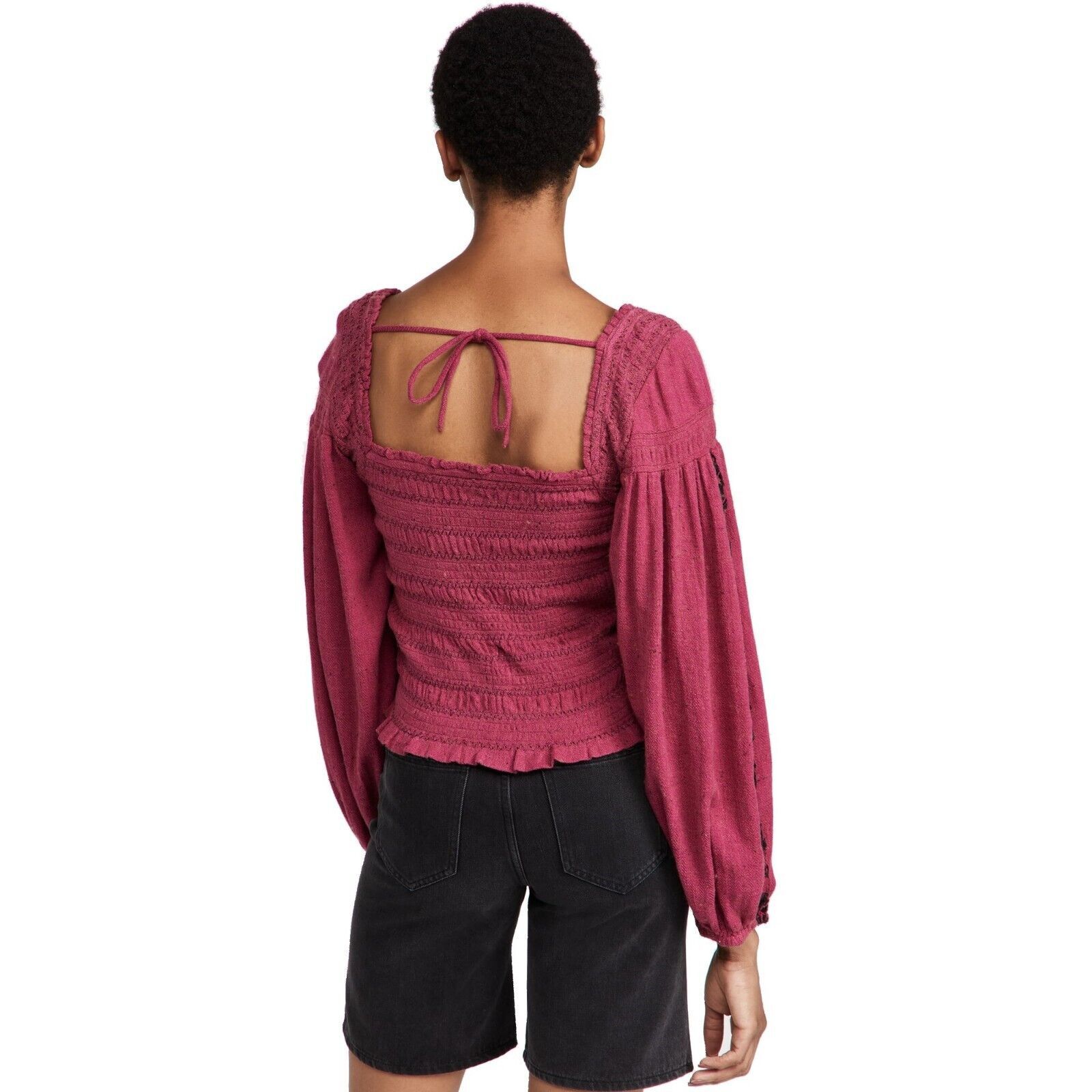 Free People Free People Women Rose Peasant Sleeve Bohemian Top Size M Size M / US 6-8 / IT 42-44 - 2 Thumbnail