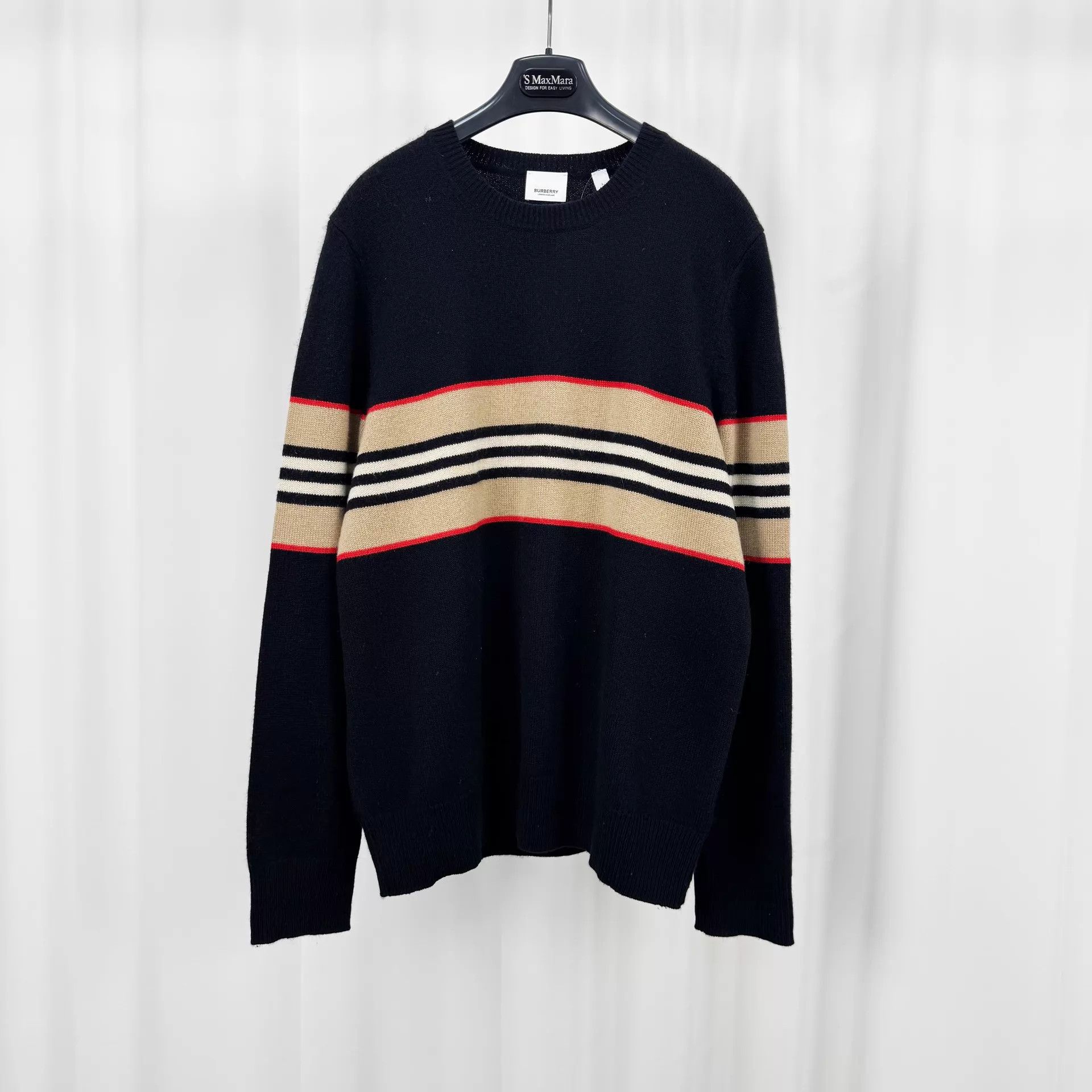 Burberry Burberry Striped Black Wool Knit Sweater L 98 New Size L / US 10 / IT 46 - 1 Thumbnail