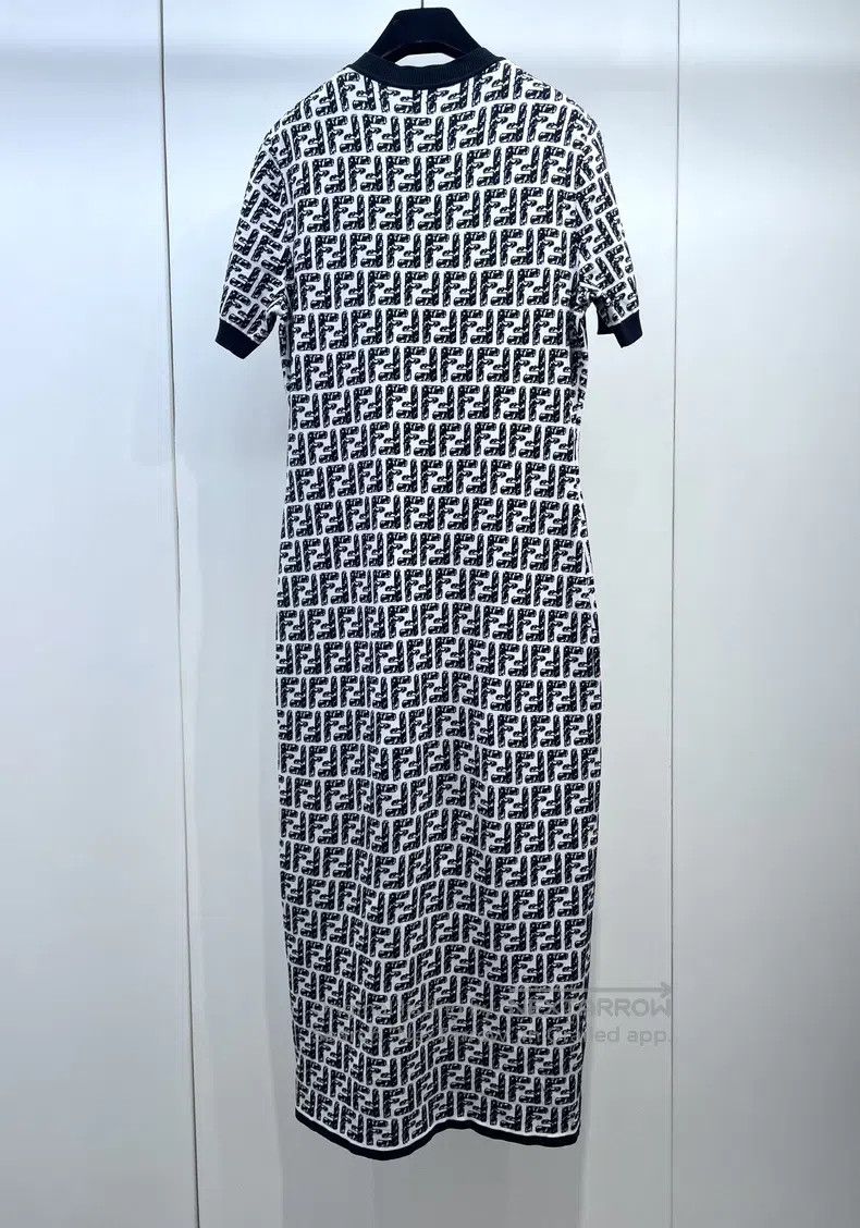Fendi Fendi Black and White Full Print Knit Dress Size XS / US 0-2 / IT 36-38 - 3 Thumbnail