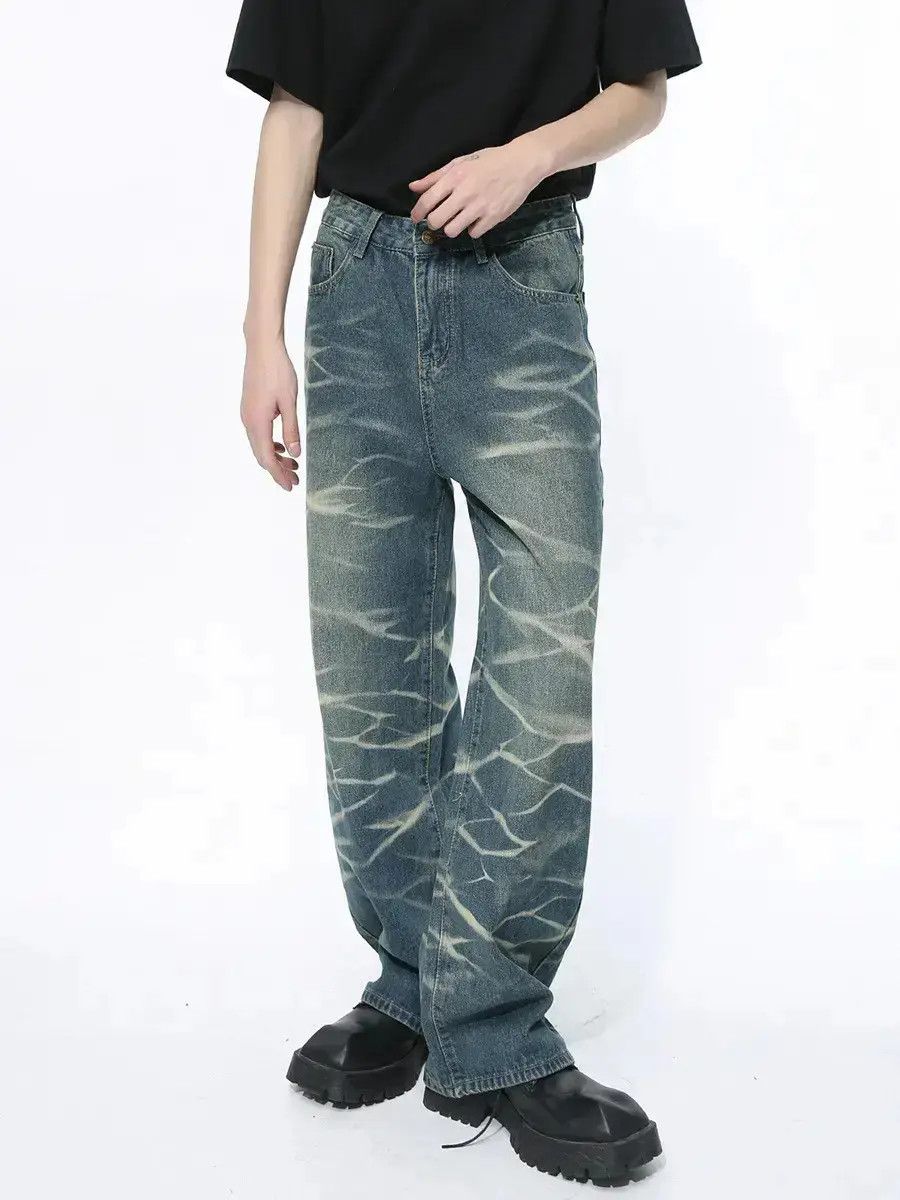 Japanese Brand Retro loose tie dye straight leg jeans Size US 32 / EU 48 - 2 Thumbnail