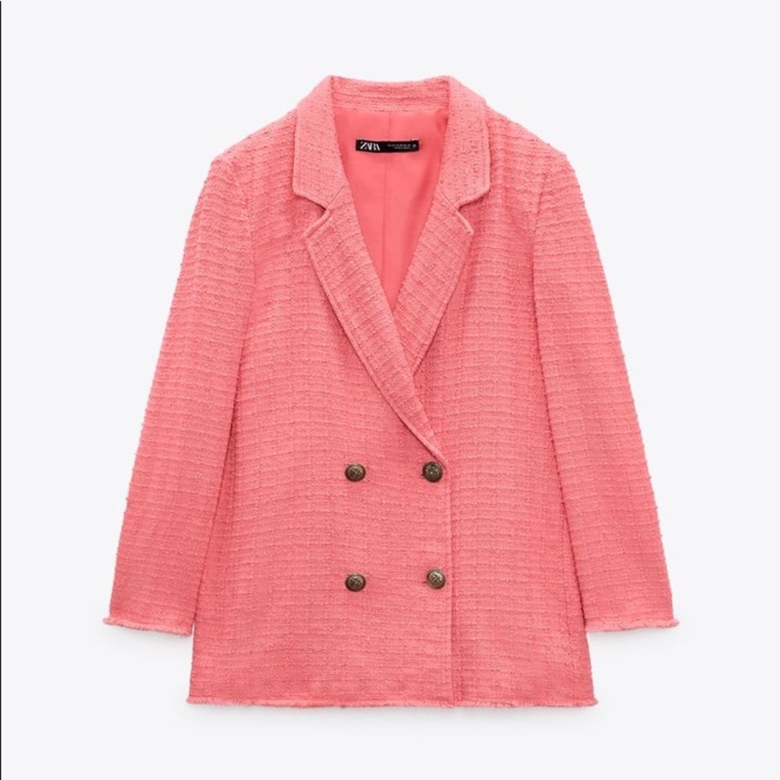Zara ZARA BLOGGER FAVORITE TEXTURED DOUBLE BREASTED BLAZER Size S / US 4 / IT 40 - 16 Thumbnail