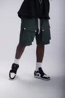 Jean Button Decor Big Pocket Green Shorts Size US 32 / EU 48 - 4 Thumbnail