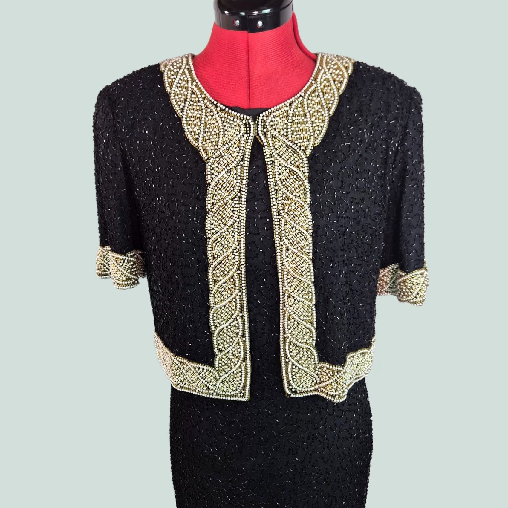 Vintage VINTAGE Laurence Kazar Beaded 100% Silk Dress Maxi Evening M Black Womens Size M / US 6-8 / IT 42-44 - 1 Thumbnail