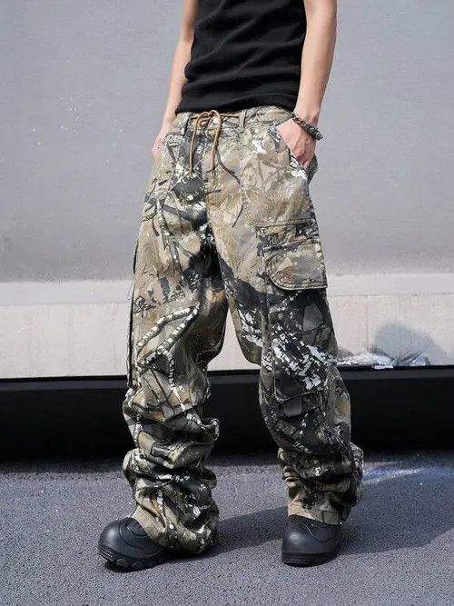 Japanese Brand × Vintage Camo Baggy Cargo Workwear Size US 33 - 2 Thumbnail