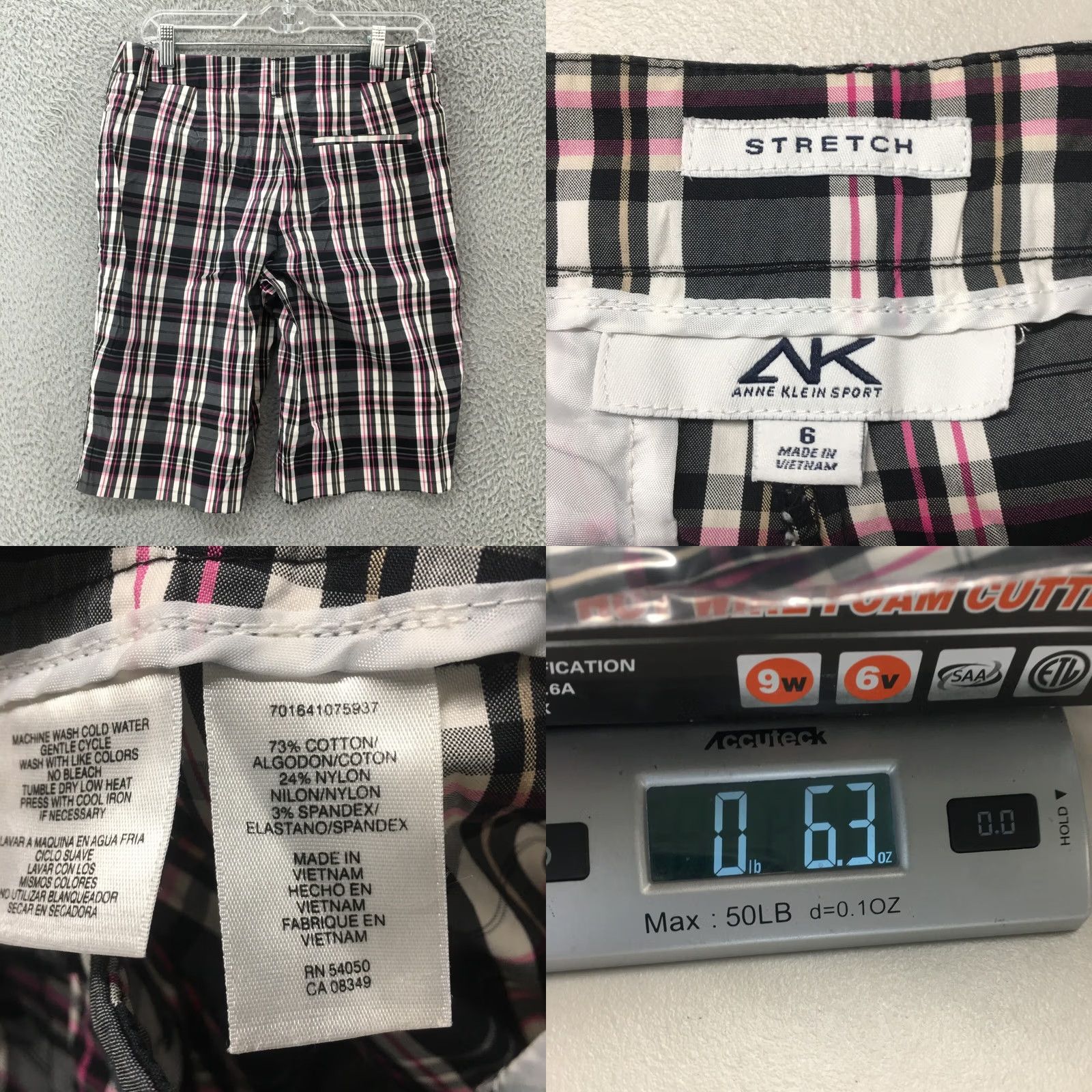 Anne Klein Anne Klein Sport Plaid Shorts Womens 6 Multicolor Cotton Blend Zip Fly Size 28" / US 6 / IT 42 - 8 Thumbnail
