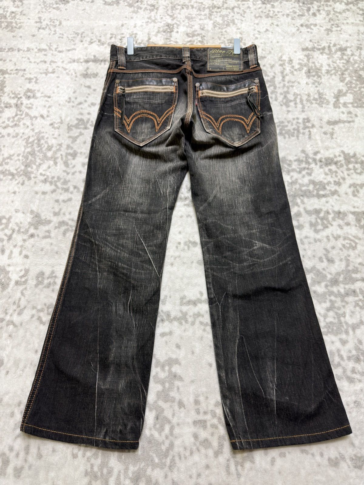 Edwin Vintage Edwin 503 Blue Trip Mud Wash Straight Y2K Denim Size US 31 - 1 Thumbnail