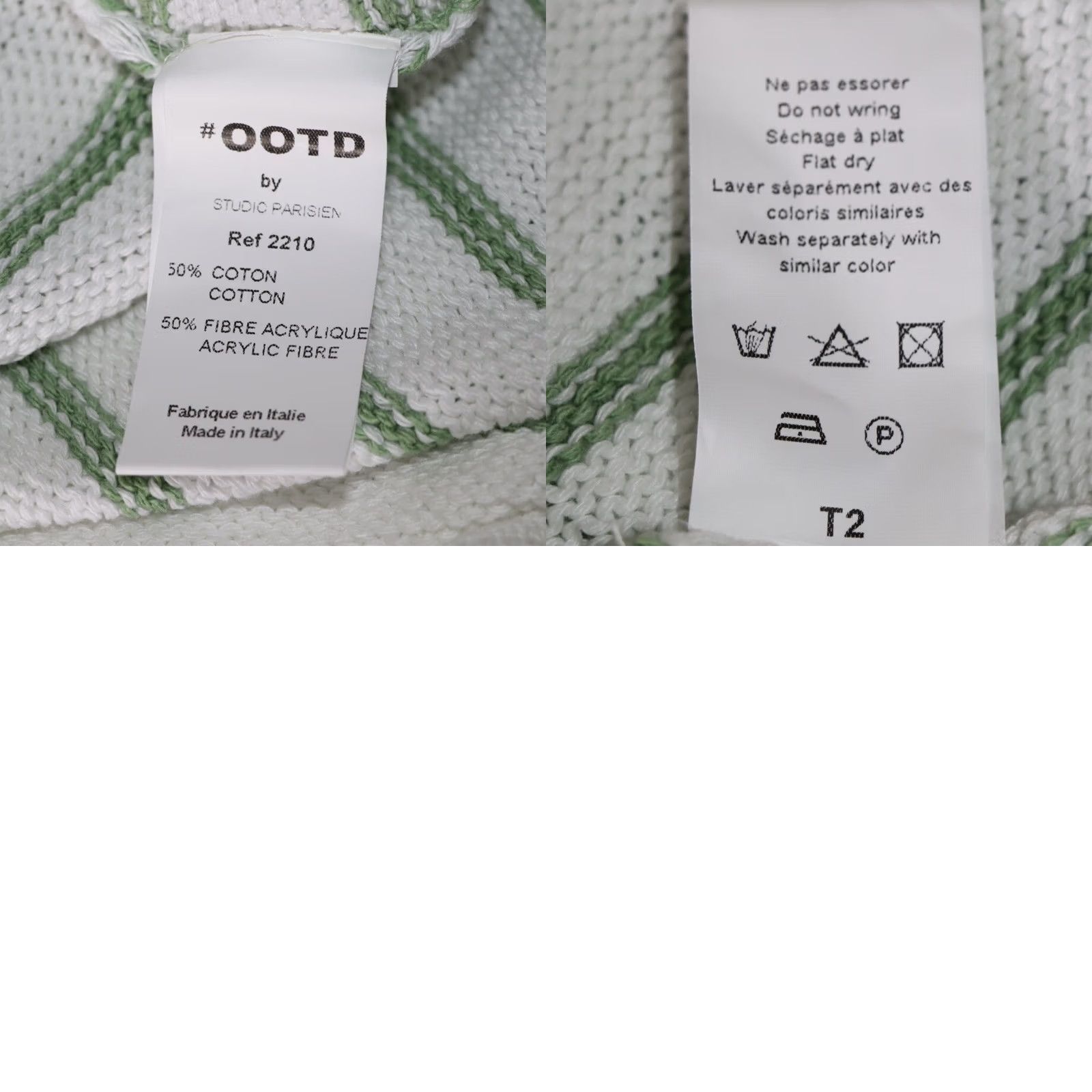 Vintage VINTAGE Outfit Of The Day Jumper Size M/L Womens White Green Striped 1/4 Button New with tags made in Italy and the lower sleeve areas Balloon out. Size M / US 6-8 / IT 42-44 - 8 Thumbnail