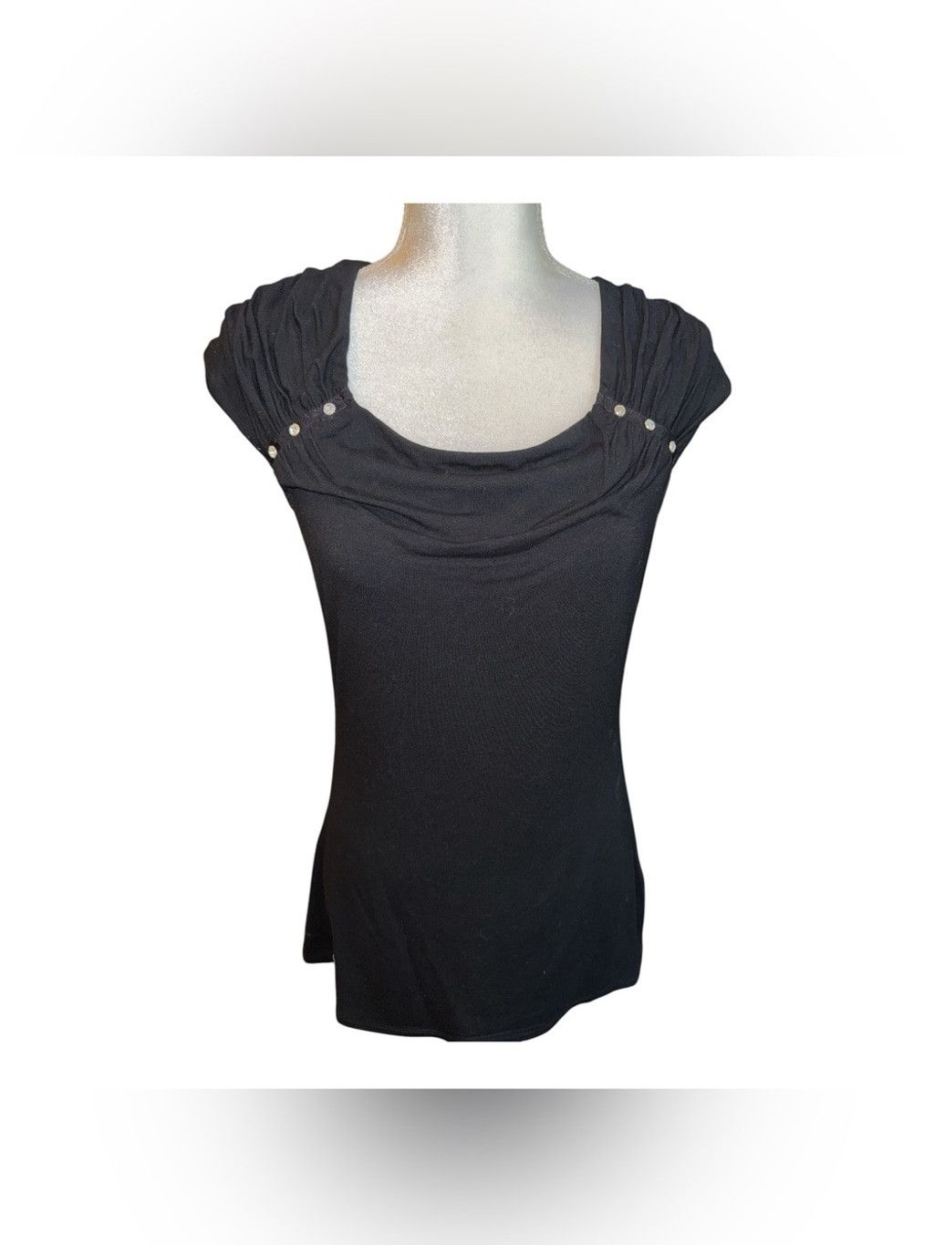 White House Black Market White House Black Market Elegant Black Cap Sleeve Top- Mediu Size M / US 6-8 / IT 42-44 - 1 Thumbnail