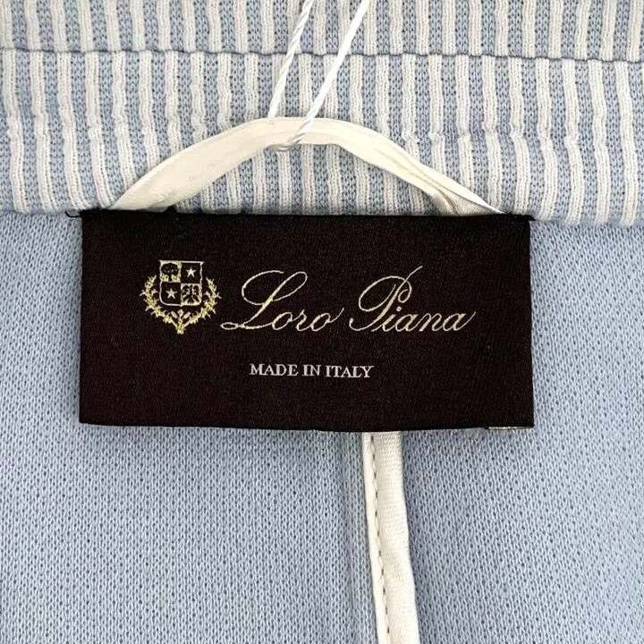 Loro Piana Loro Piana Light Blue Vertical Stripe Cotton Jacket Size US L / EU 52-54 / 3 - 5 Thumbnail