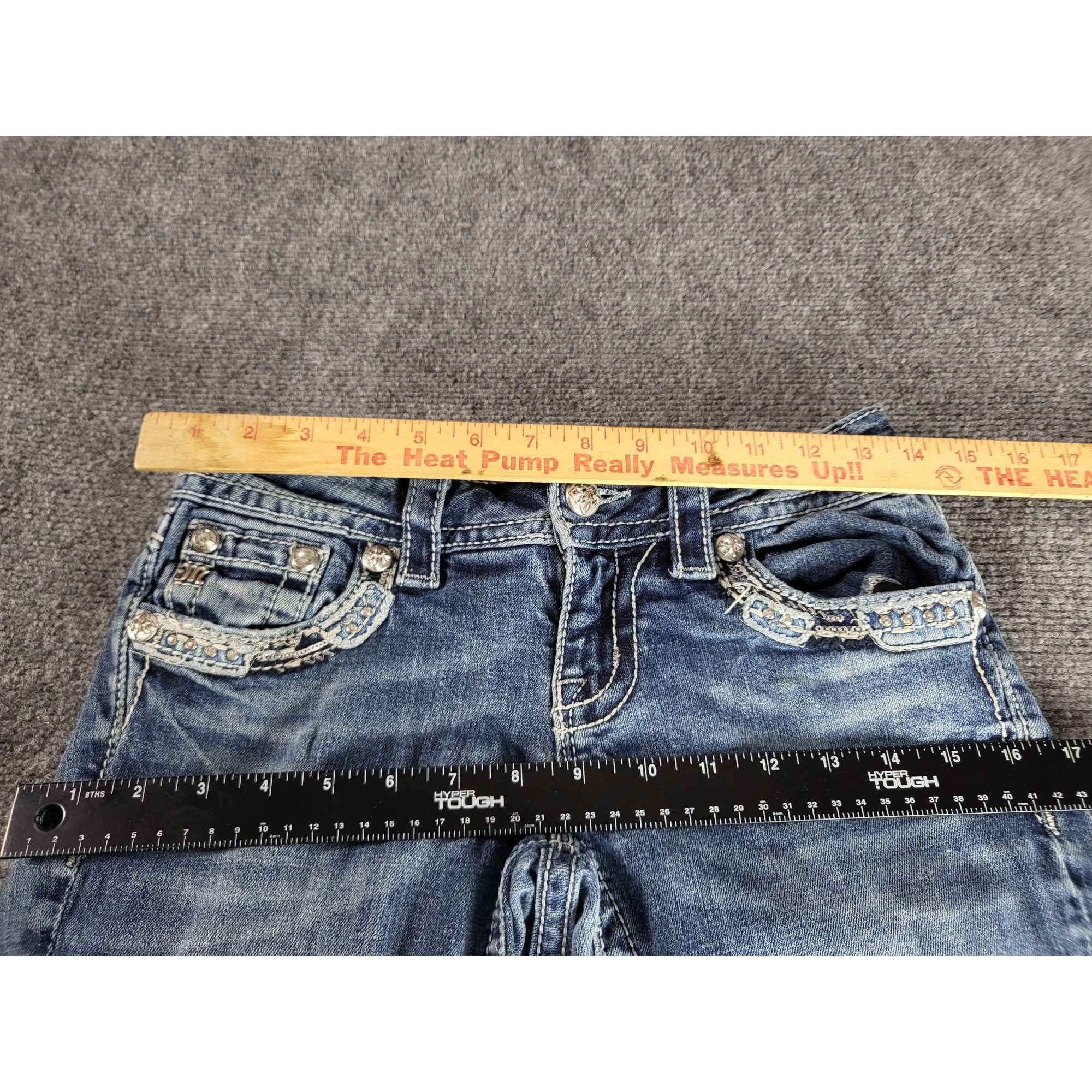 Miss Me Miss Me Signature Boot Jeans Women Sz 26 Rhinestone Blue Den Size 26" / US 2 / IT 38 - 3 Thumbnail