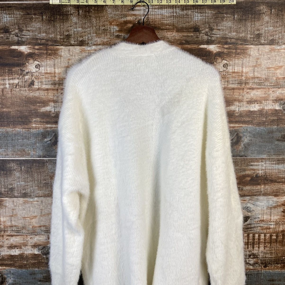 Japanese Brand DL GU White Cardigan Fur shaggy Knitwear #C1089 Size L / US 10 / IT 46 - 13 Thumbnail