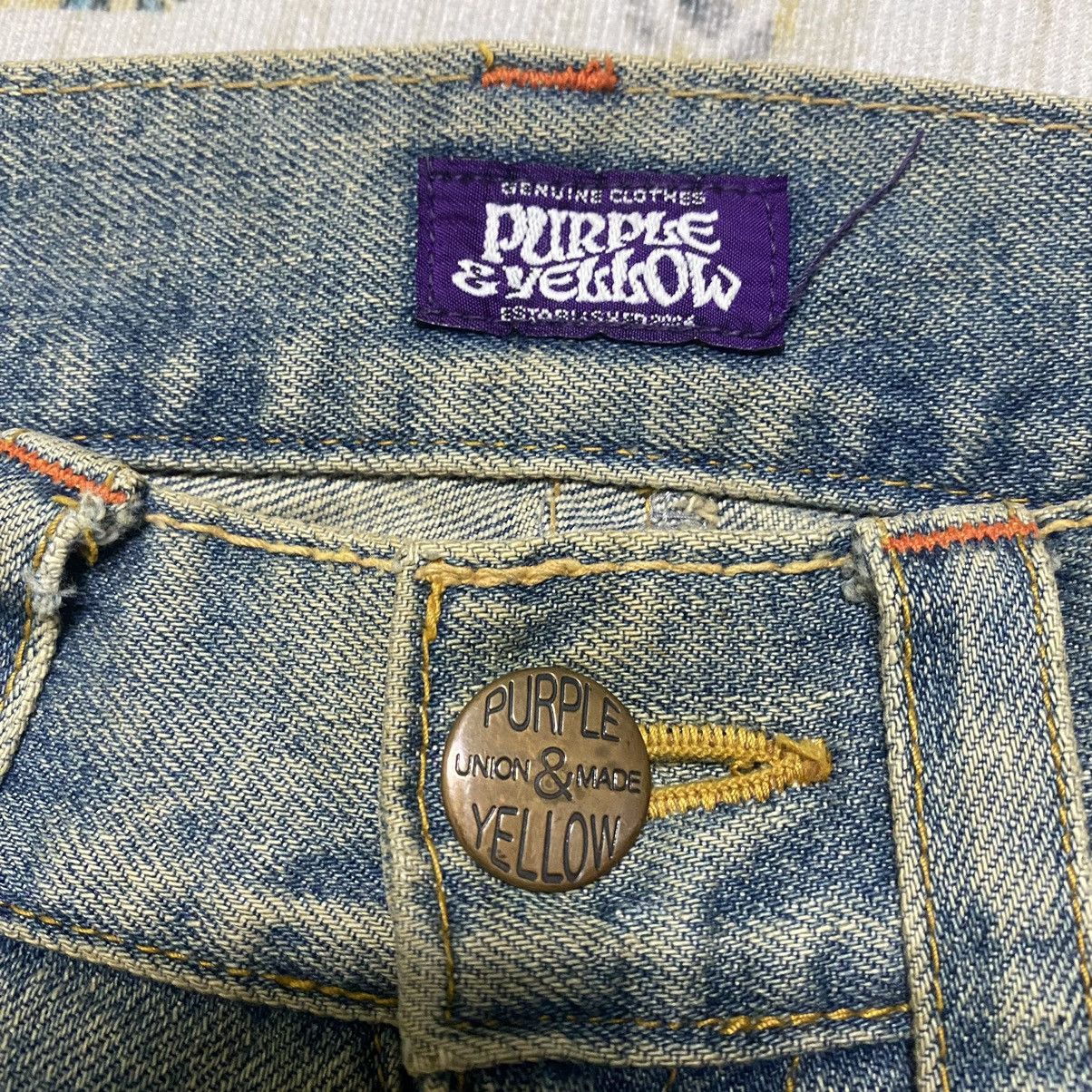 Japanese Brand Union Made Purple&Yellow Mudwash Denim Flare Jeans Size US 30 / EU 46 - 19 Thumbnail