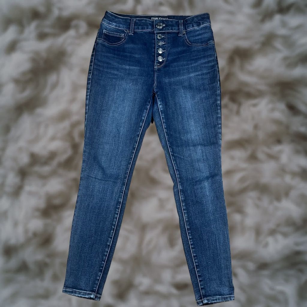 Vintage Maurices Jeans Womens Small Short Super High Rise Skinny Stretch Button Fly - Vintage Condition Size 28" / US 6 / IT 42 - 1 Thumbnail