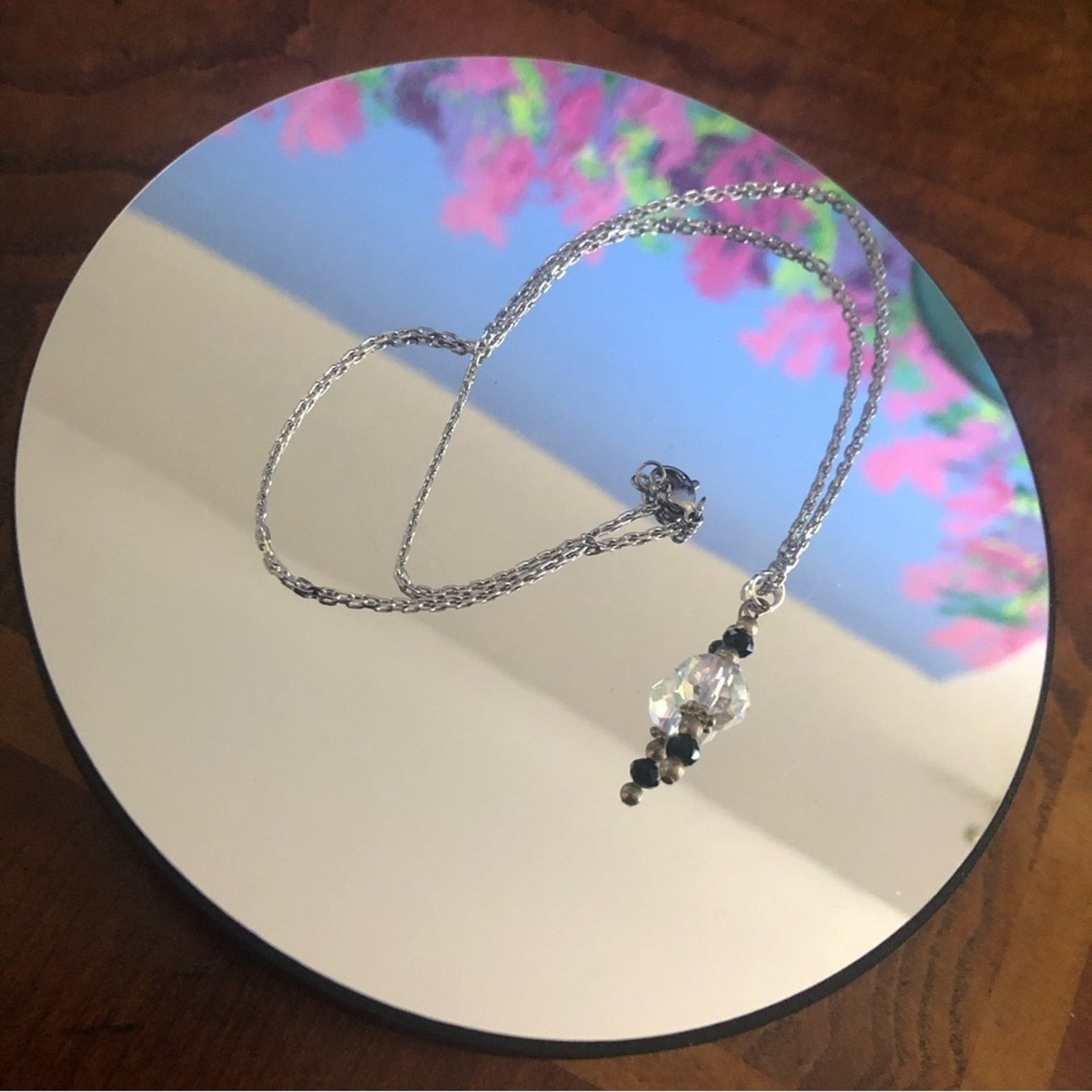 Handmade Handcrafted aura quartz crystal pendant on chain necklace Size ONE SIZE - 8 Thumbnail