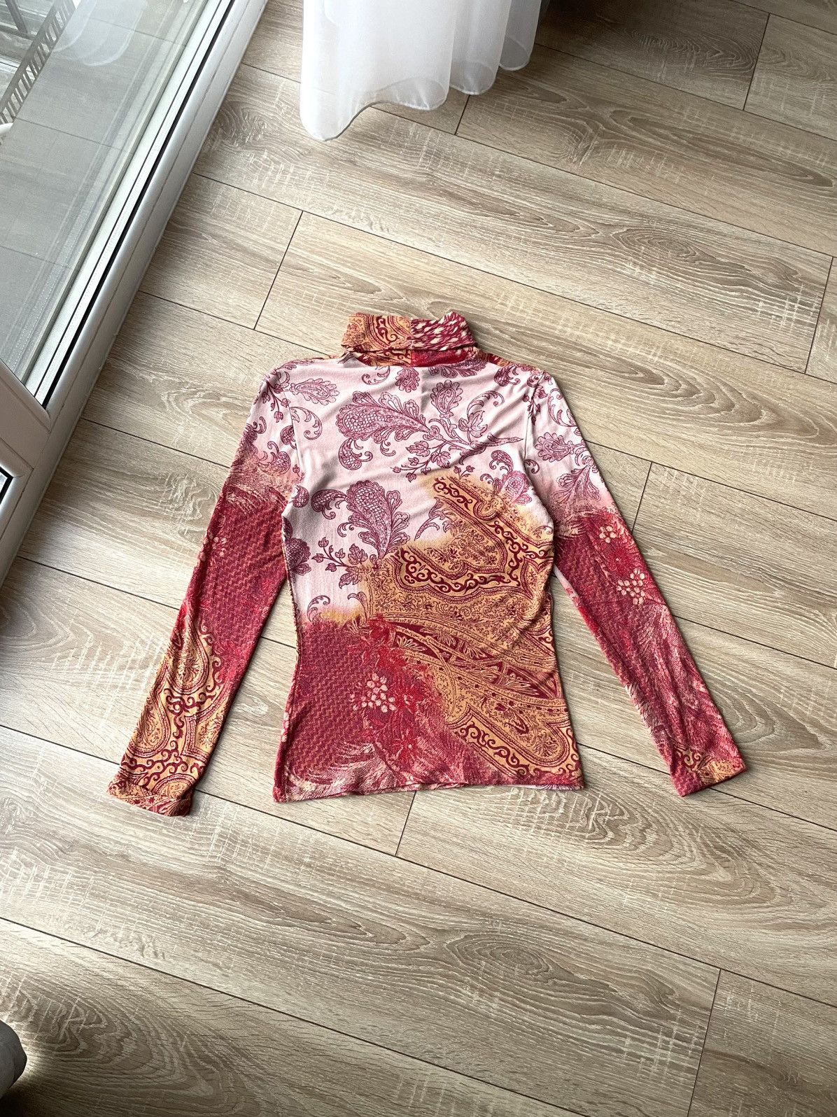 Roberto Cavalli Vintage Roberto Cavalli Class Paisley Top Turtleneck Shirt Size L / US 10 / IT 46 - 13 Thumbnail